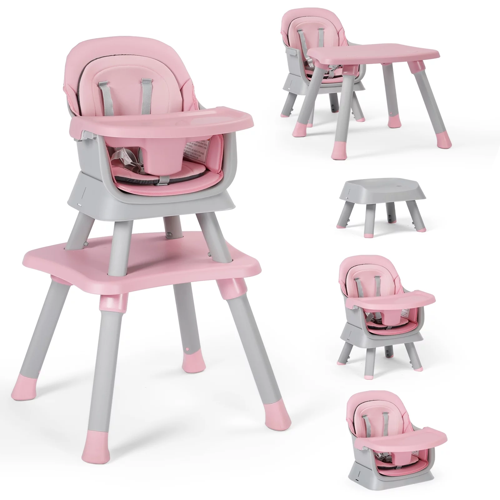 AILEEKISS 8 in 1 Baby High Chair, Toddler Dining Booster Seat for Eating, Black