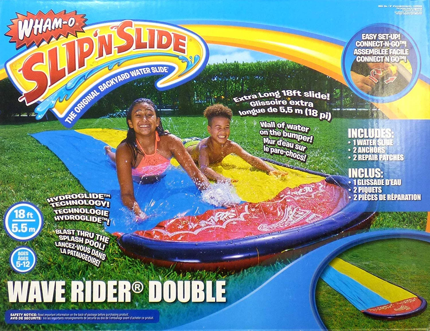 Wham-O Slip’nSlide Wave Rider Double Backyard Water Slide 18′