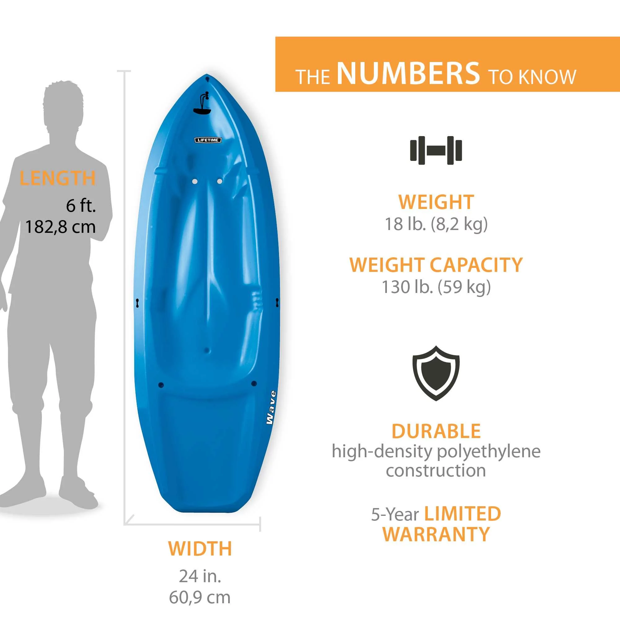 Lifetime Wave 6 ft Youth Kayak, Blue (90097)