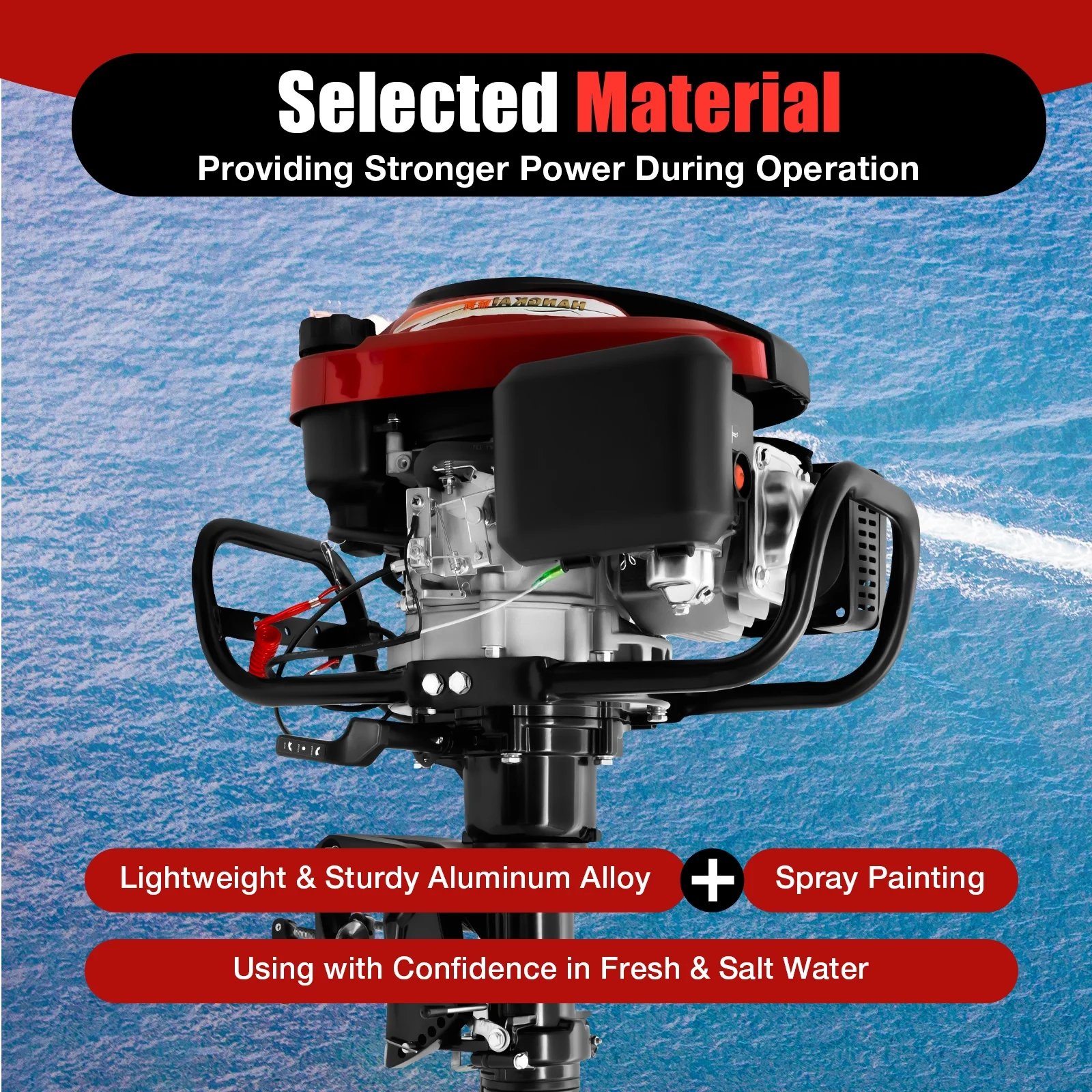 4 Stroke 7 HP Outboard Motor 196CC Fishing Boat Engine Air Cooling 50cm Long Shaft 6000rpm