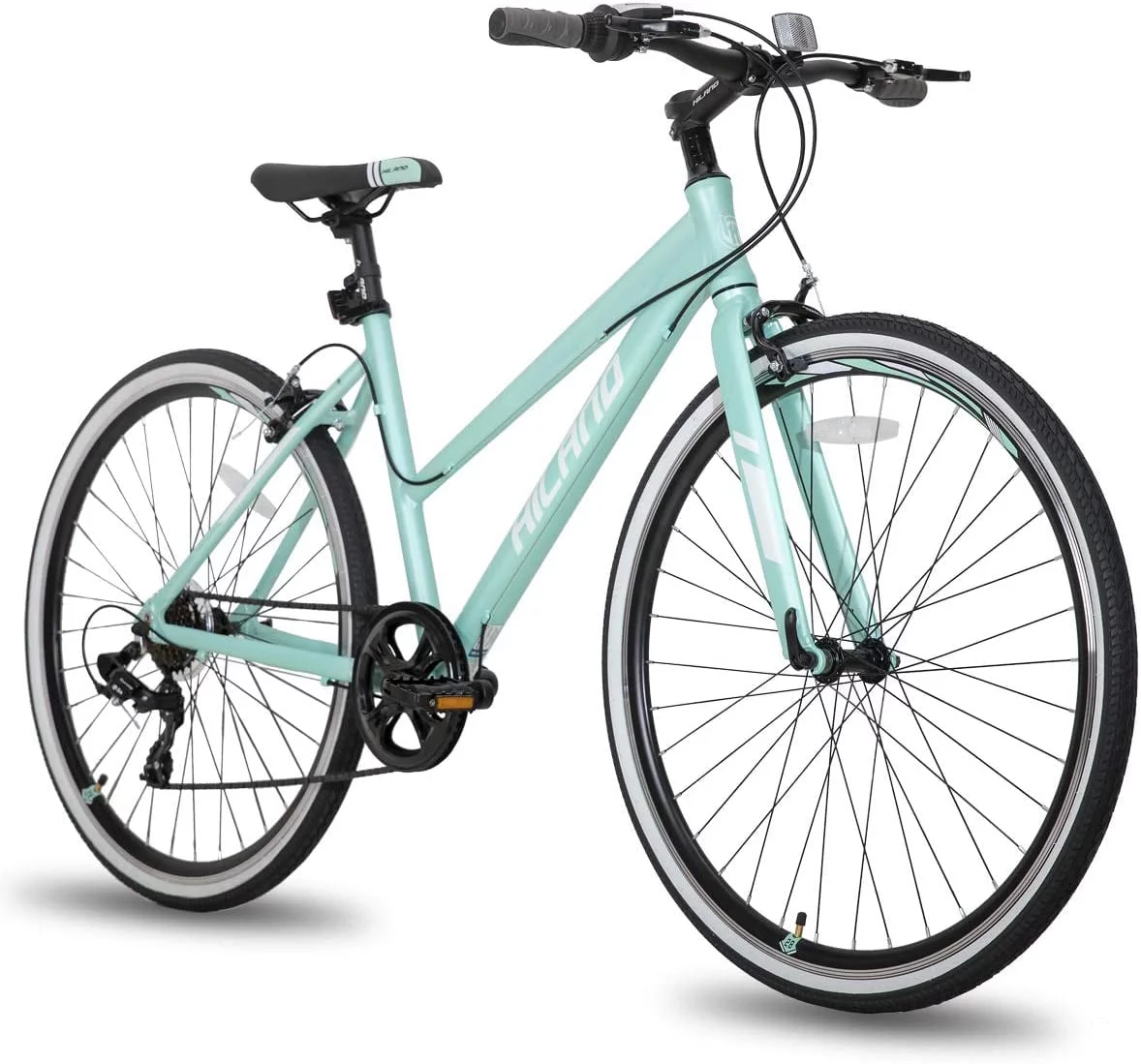 Hiland Hybrid Bike, Shimano Drivetrain 7 Speeds, 700C Wheels for Men Women Ladies Commuter Bike City Bike