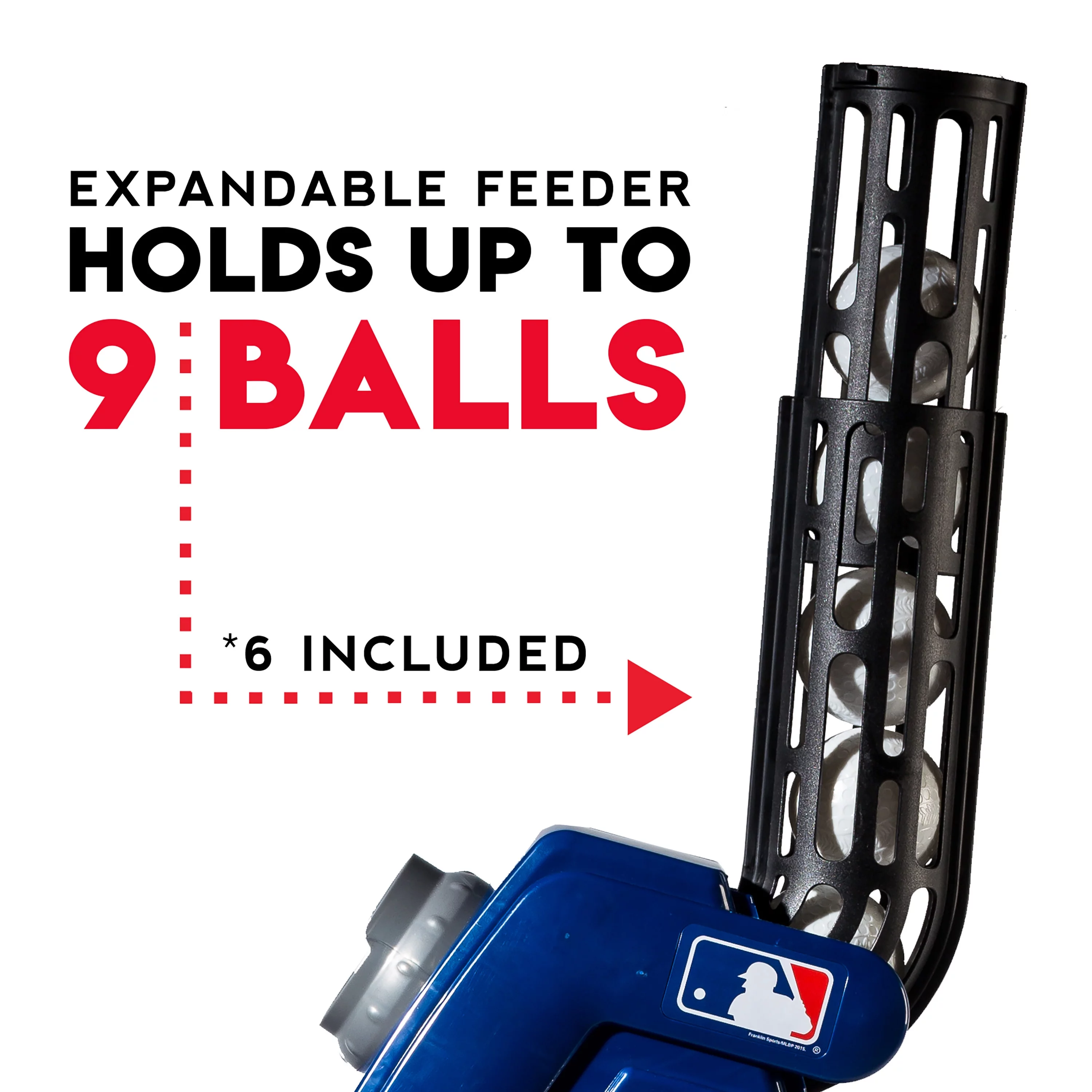 Franklin Sports Kids Baseball Pitching Machine – MLB 4-in-1 – Blue/Black/Red