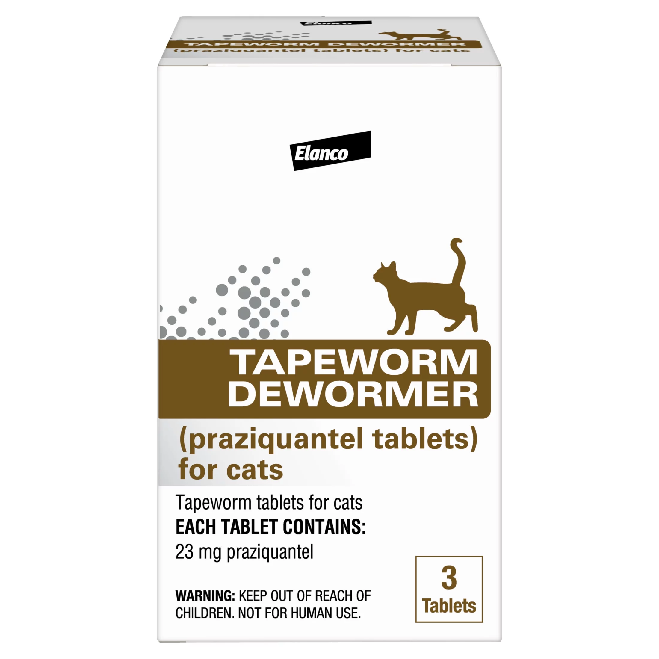 Elanco Tapeworm Dewormer (Praziquantel tablets) for Cats and Kittens 6 Weeks and Older, 3-Count