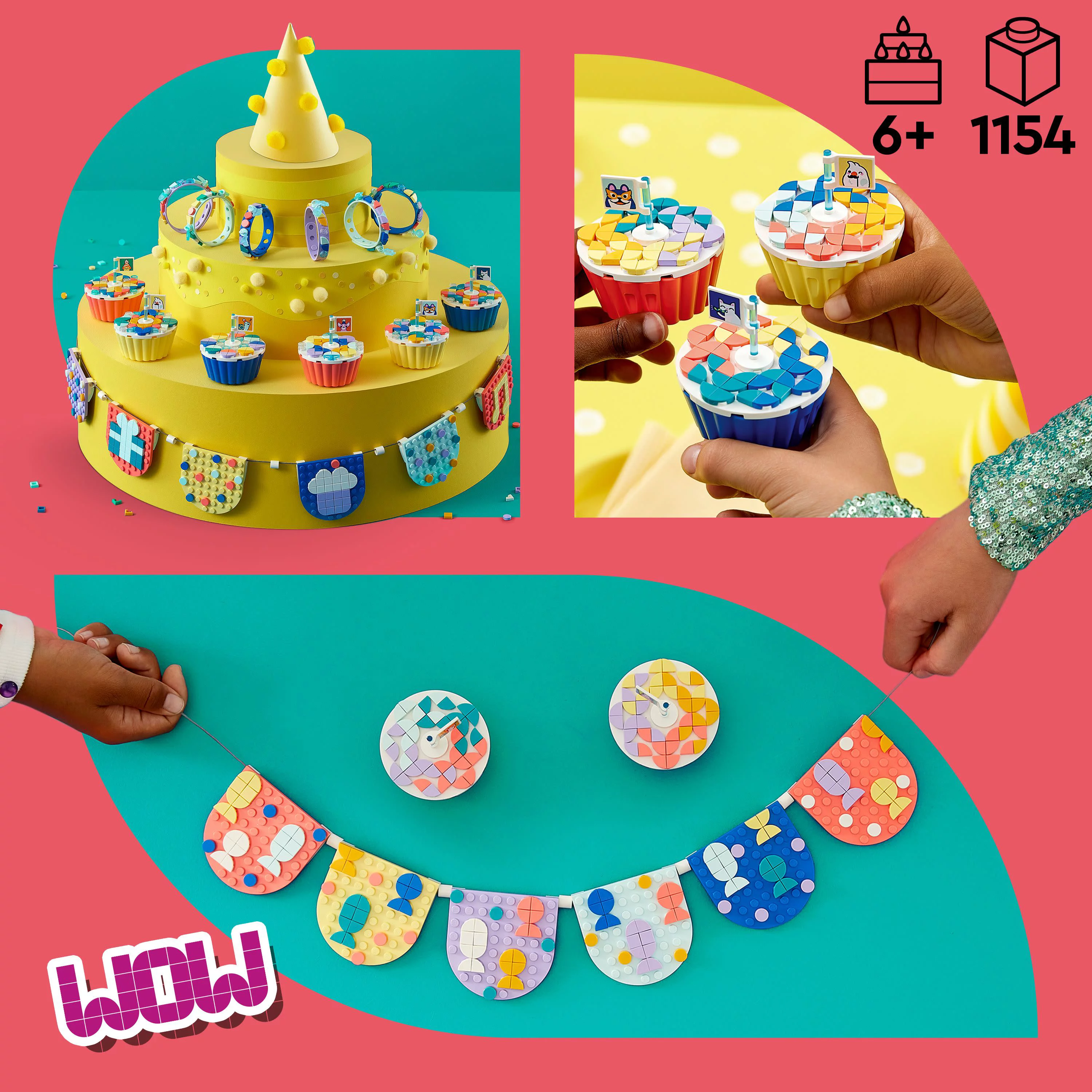 LEGO DOTS Ultimate Party Kit 41806, Arts & Crafts Birthday Party Games or DIY Party Bag Fillers with Toy Cupcakes, Best Friend Bracelets, and Bunting, Creative Gifts for Kids