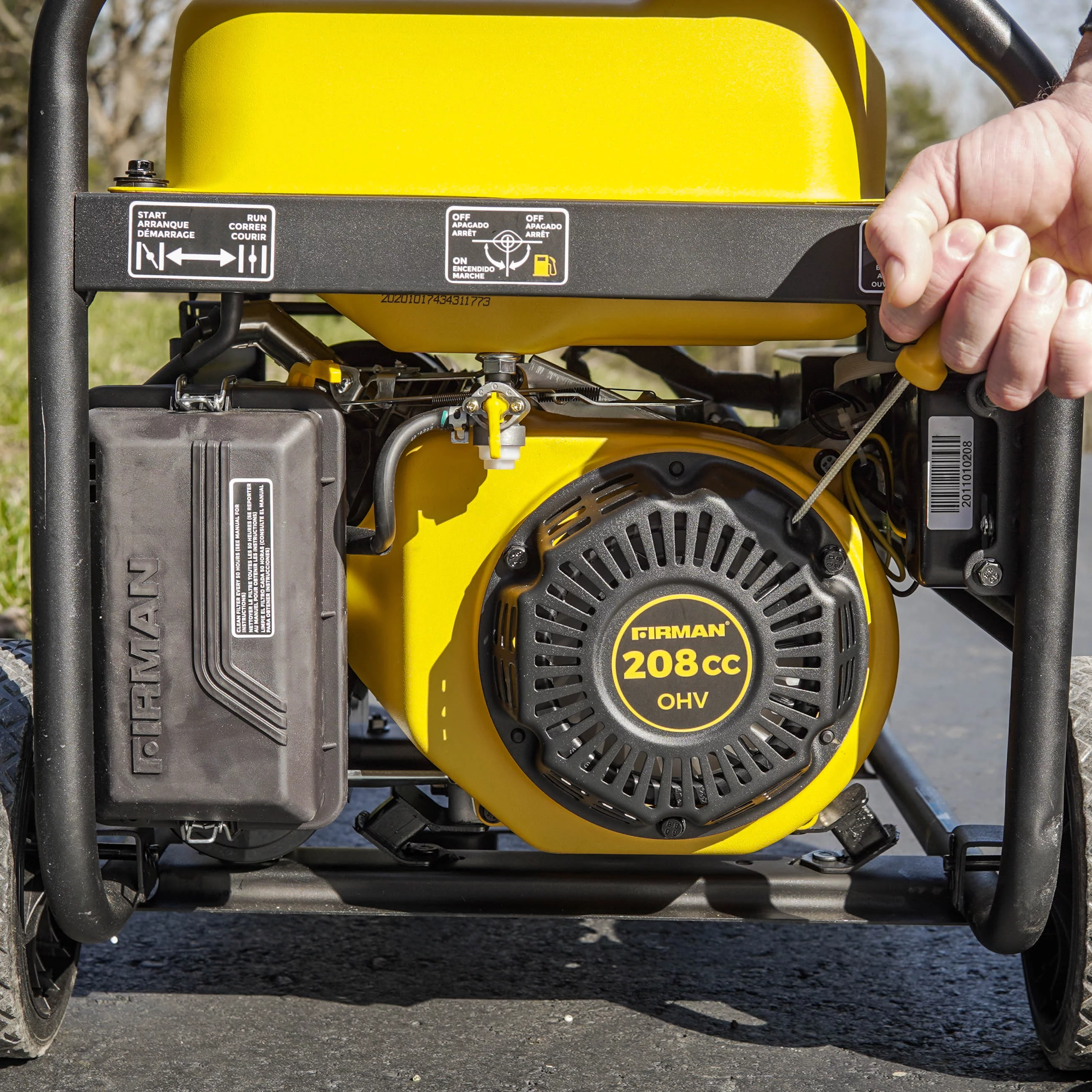 FIRMAN P03613 4550/3650 Watt Gas Portable Generator equipped with CO shutoff alert system.