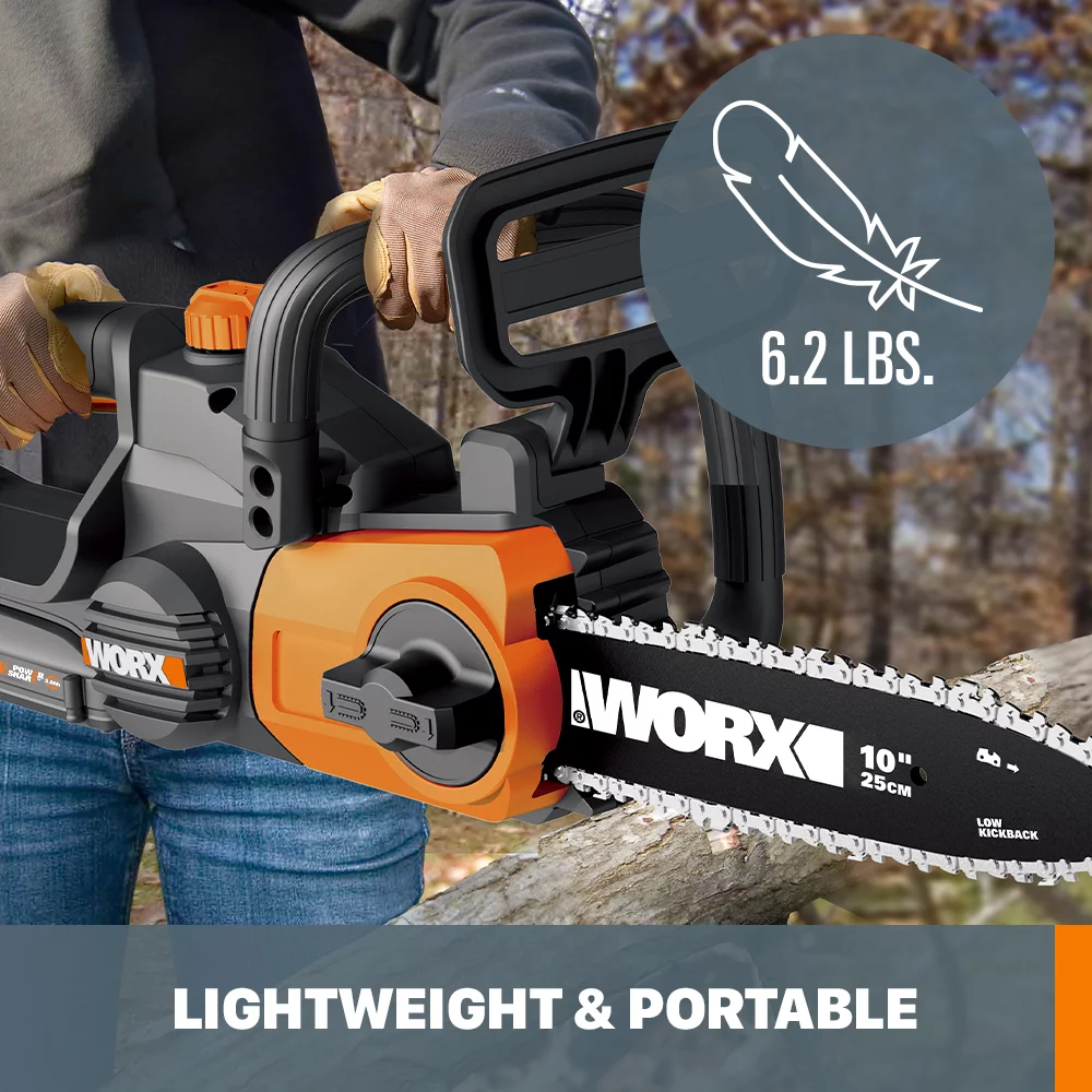 Worx WG322.9 20V Power Share 10″ Cordless Chainsaw with Auto-Tension (Tool Only)