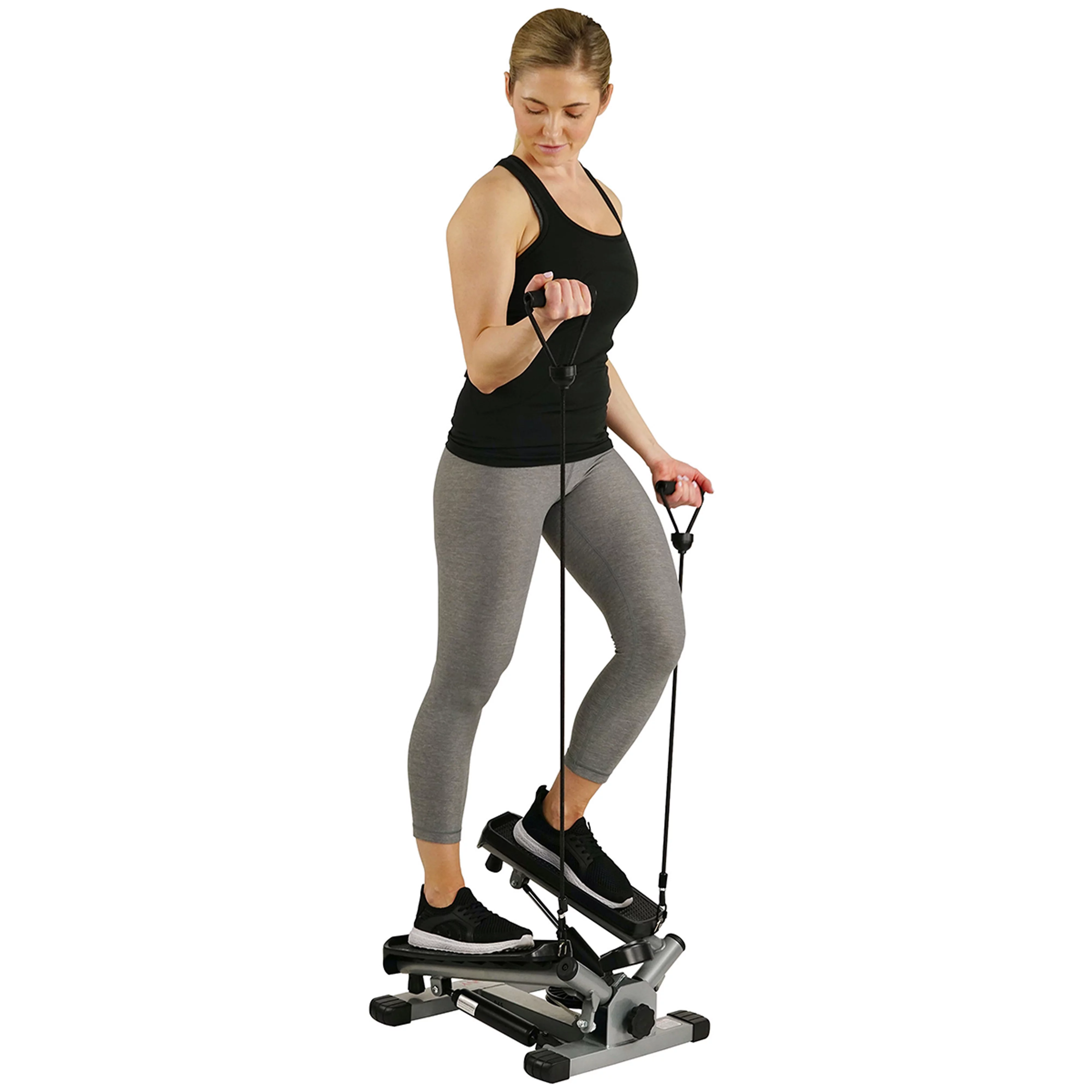 Sunny Health & Fitness Advanced Exercise Mini Stair Stepper, Twister, Climber Machine with Resistance Bands, SF-S0979