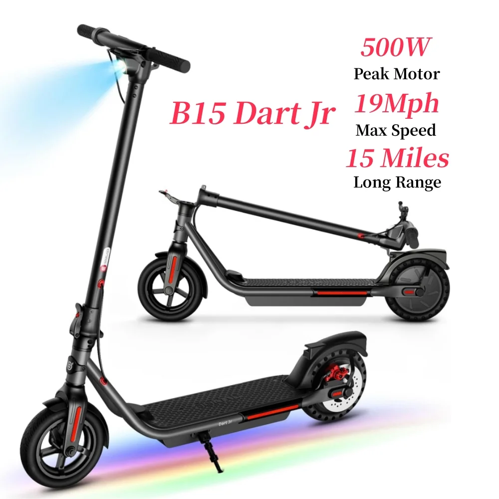 SISIGAD Electric Scooter for Adults, B15 Dart Jr 300W Folding Commuting Kick Scooter with Double Braking System, 8.5″ Solid Tires, 19Mph Speed, 15 Miles Long Range