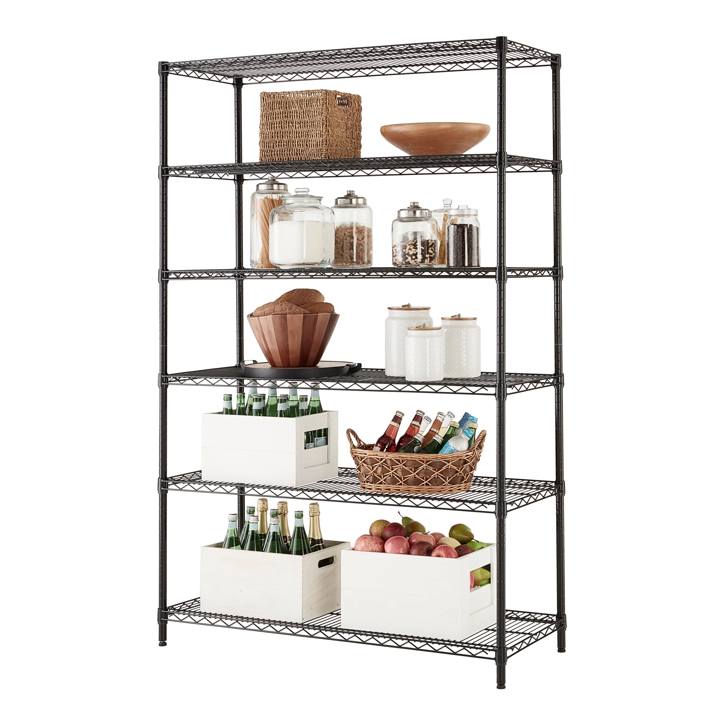 Hyper Tough Steel 6-Tier Storage Shelf Unit 72″H x 18″W x 47.7″D, 3600lb Total Capacity, Black