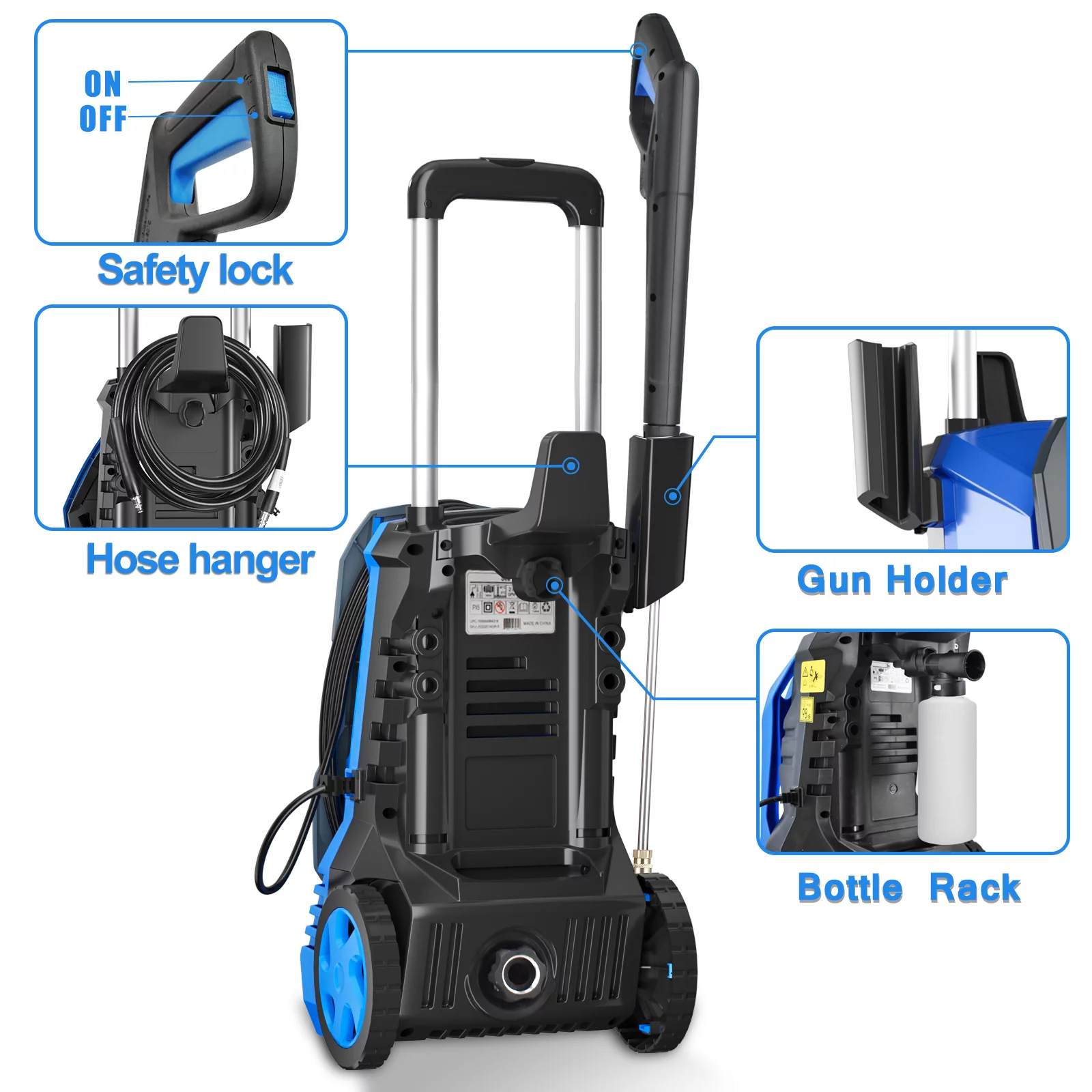 PANRANO Electric Pressure Washer 3200Psi Max 2GPM Electric Hight Pressure Washer With 4 Nozzle,Soap Bottle