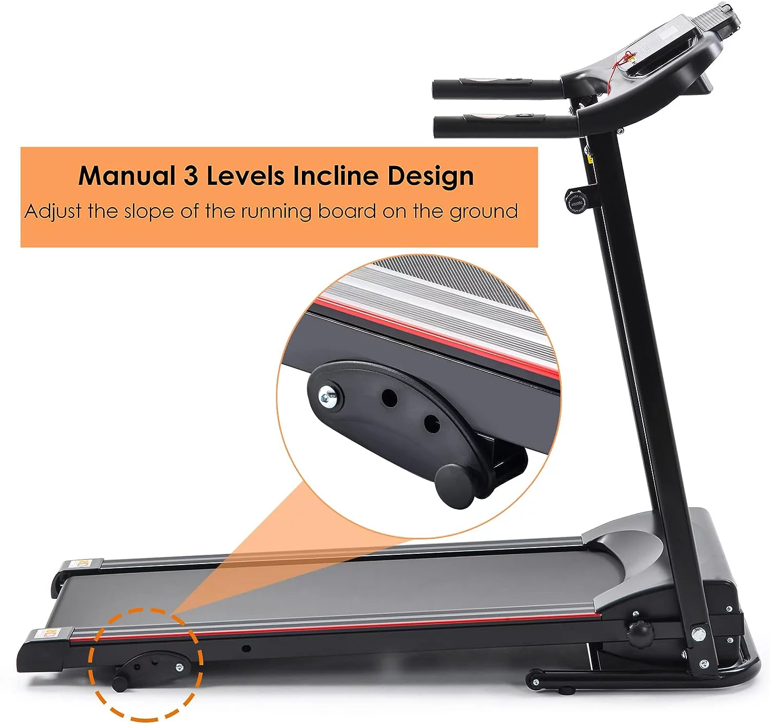 2.5HP Folding Treadmill with Incline, Electric Folding Treadmill for Walking Treadmill Machine 5″ LCD Screen 250 LB Capacity MP3