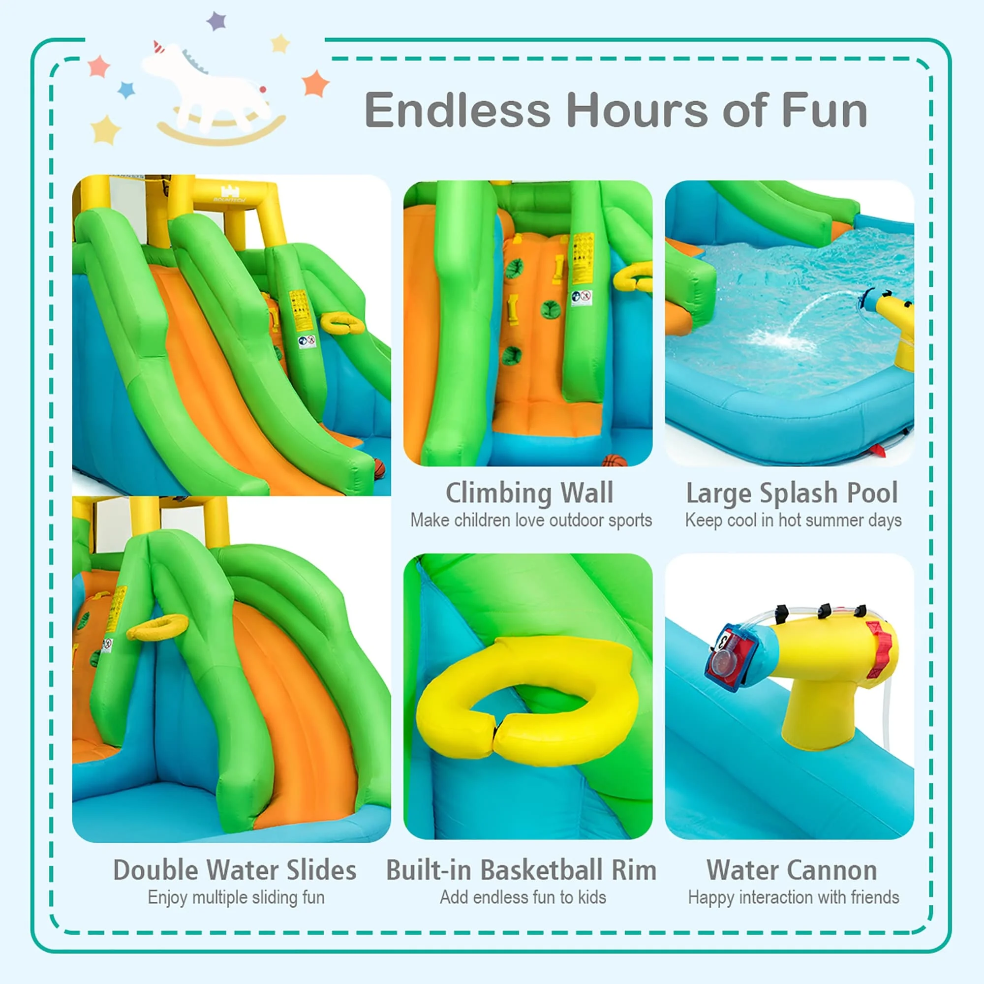 6 in 1 Inflatable Water Slide Indoor Outdoor Inflatable Water Park