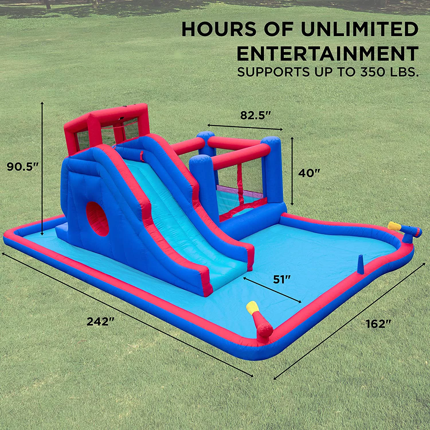 Sunny & Fun Inflatable Water Slide, Blow up Pool & Bounce House for Backyard