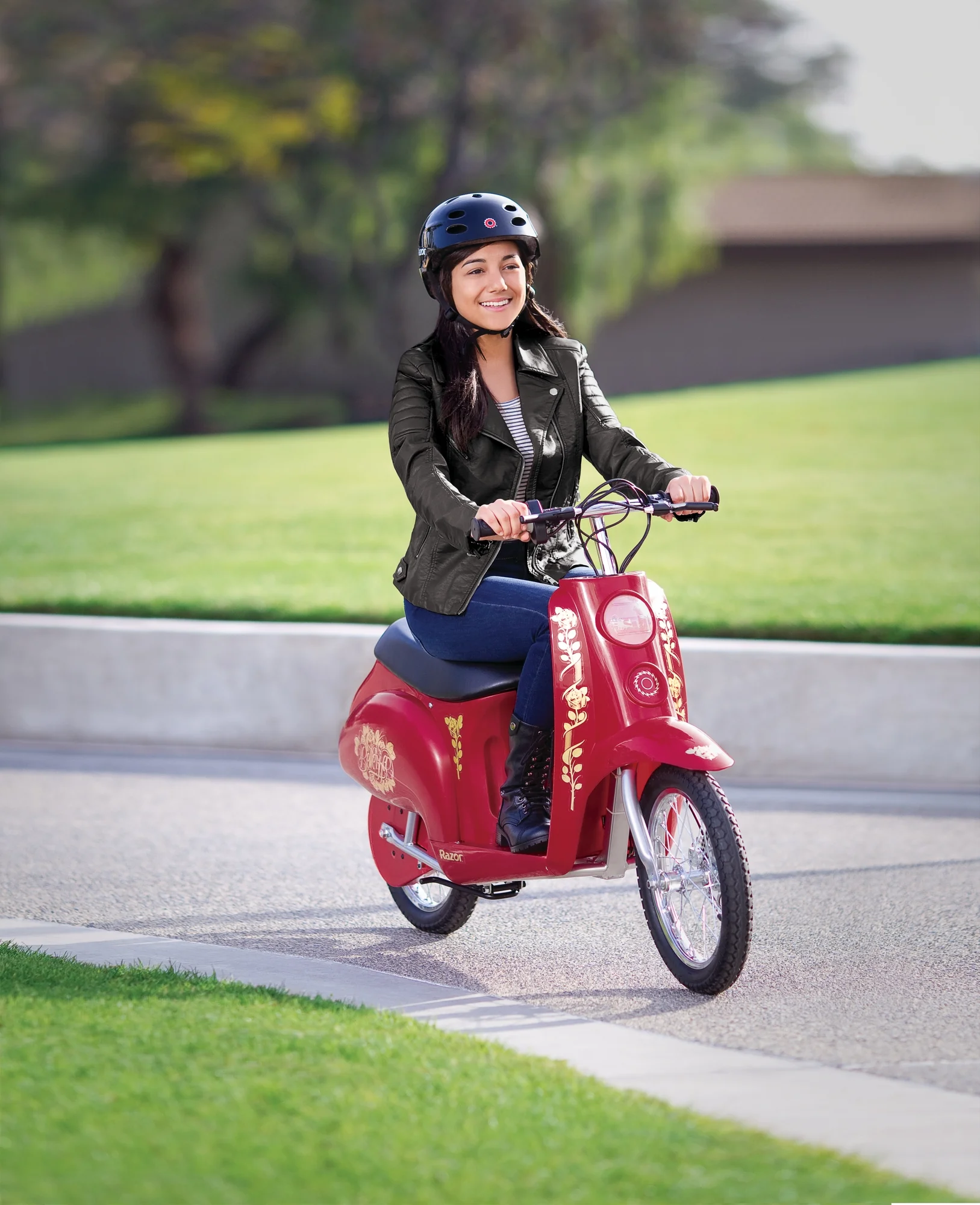 Razor Pocket Mod Bellezza Red, 36V Euro-style Electric Scooter for Ages 14+, Up to 16 mph, Up to 70 Minutes Ride Time, 16 In. Air-filled Tires