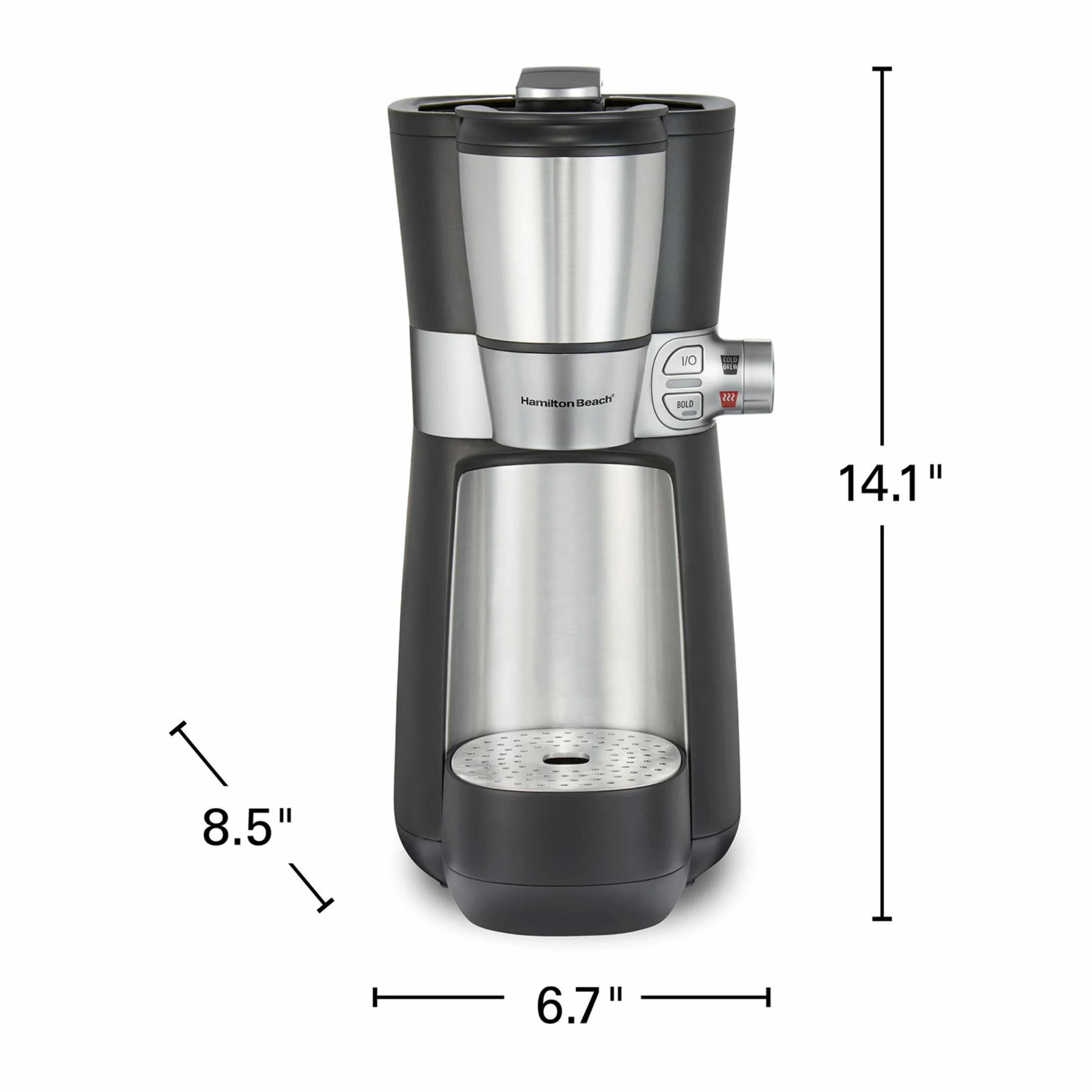 Hamilton Beach Convenient Craft Rapid Cold Brew & Hot Coffee Maker, Single Serve Ground Coffee Brewer, 16 oz. capacity, Black, 42501