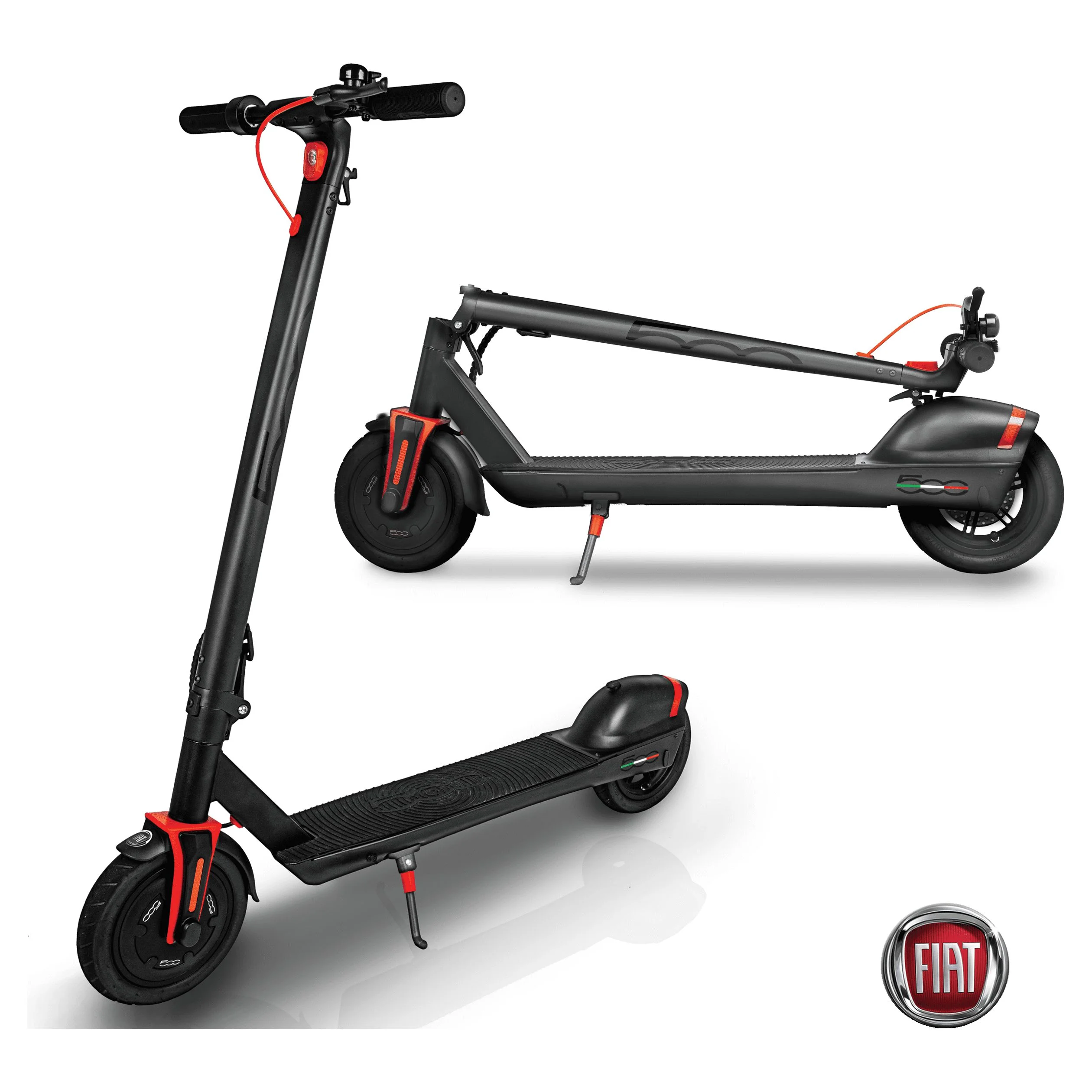 Fiat Folding Electric Scooter for Adults ?C Up to 20 Mile Range, 15.5 MPH Top Speed with Phone Holder, Lights, & Bell ?C Vesuvio Black