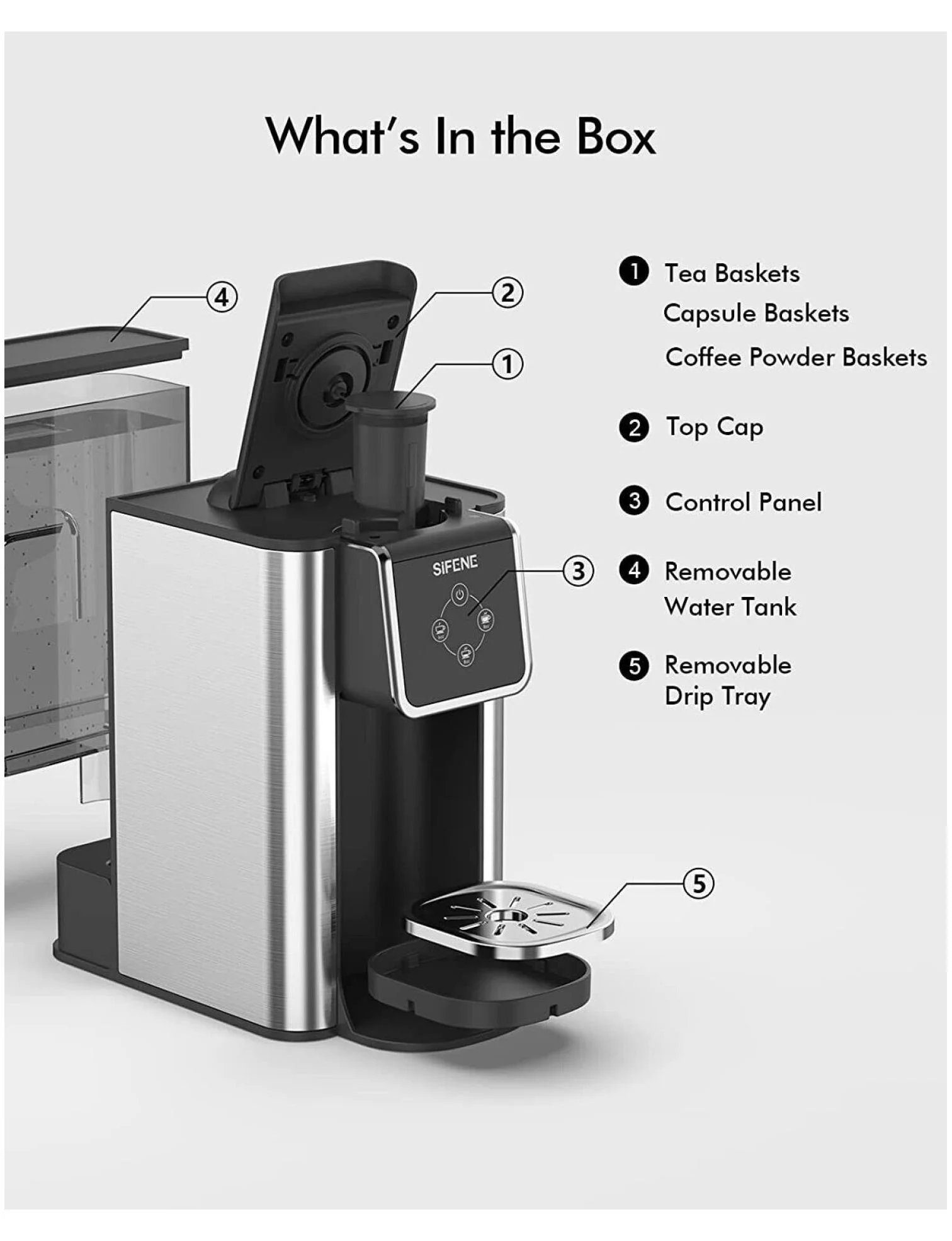 WTYCB Single Serve Coffee Machine, 3 in 1 Pod Coffee Maker For K-Cup Capsule