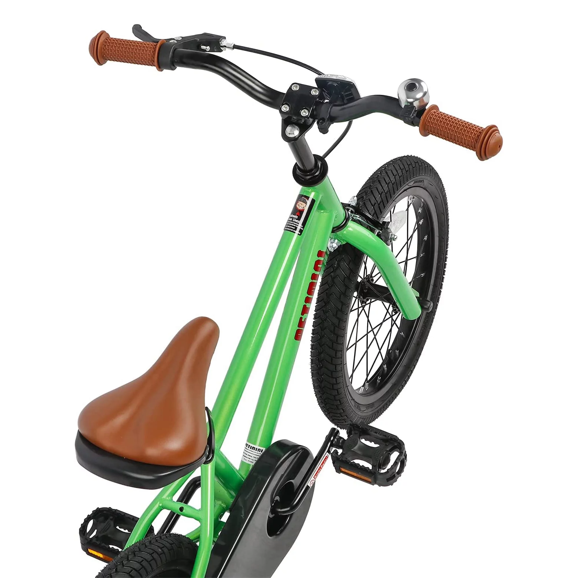 Petimini 16 Inch BMX Kids Bike w/ Training Wheels for 4-7 Years Old, Green