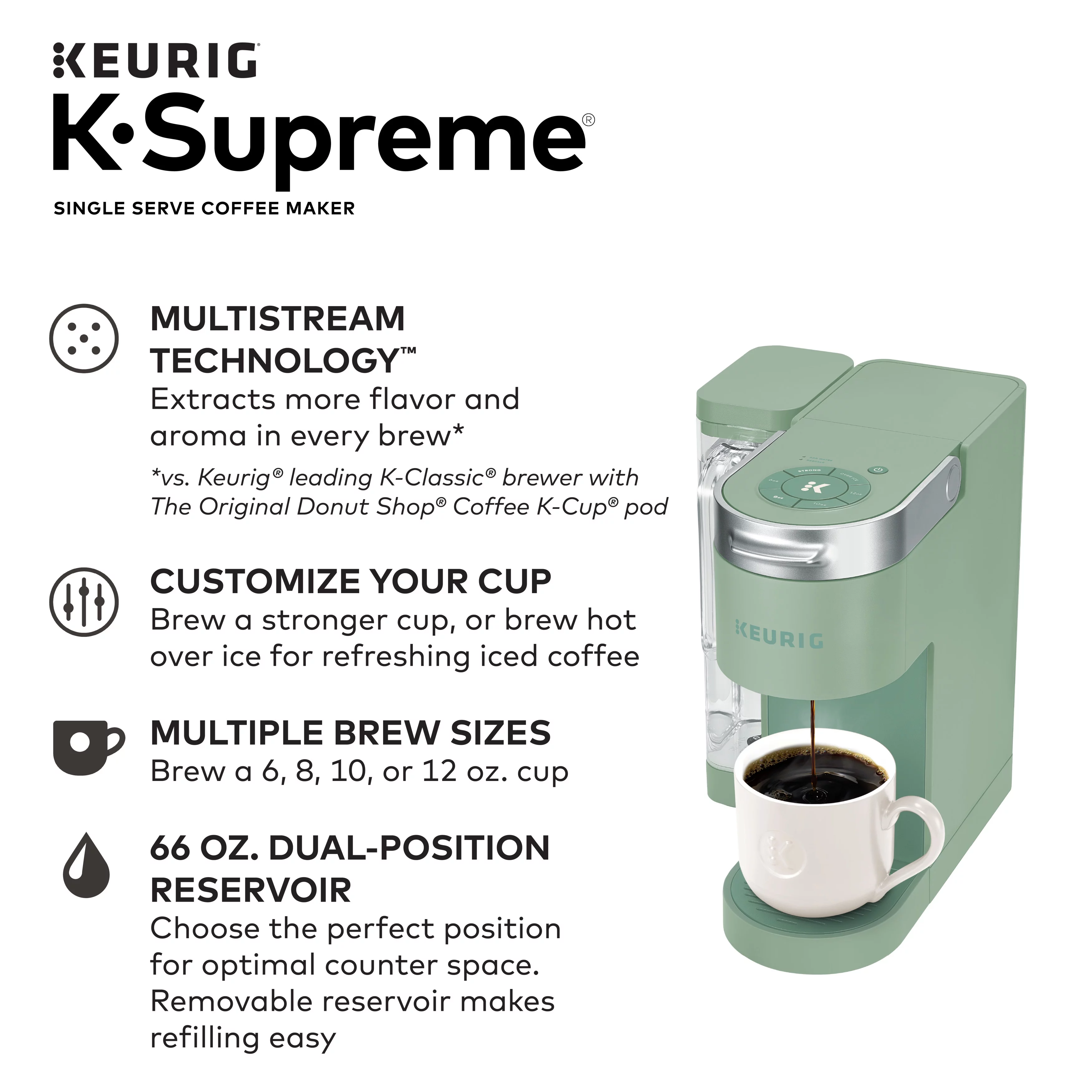 Keurig K-Supreme Single Serve K-Cup Pod Coffee Maker, MultiStream Technology, Gray