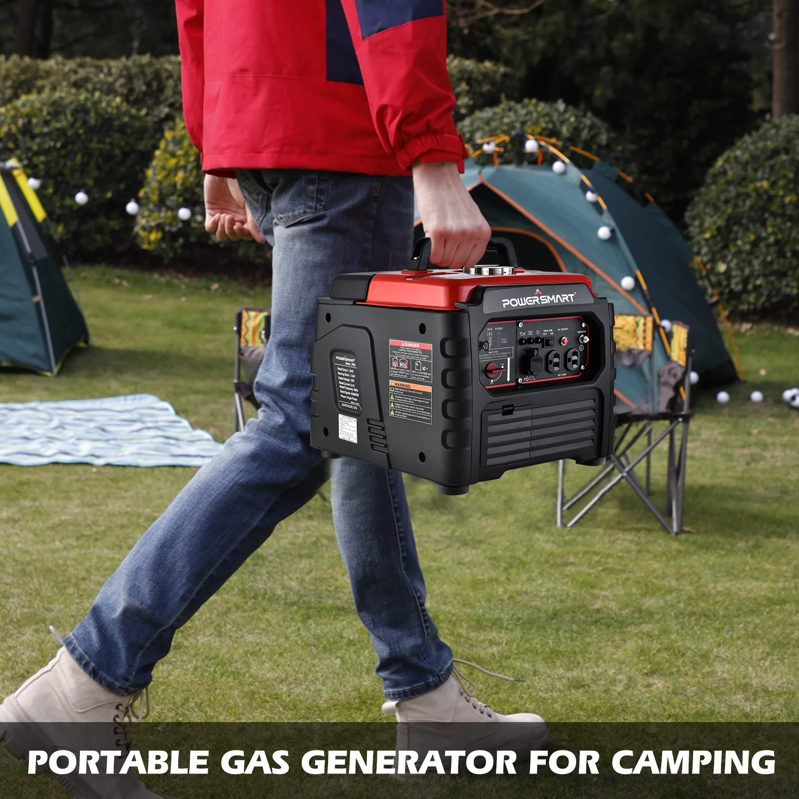 PowerSmart 1500 Watt Gas Inverter Generator Portable for Outdoor Camping/Home Use,Low Noise