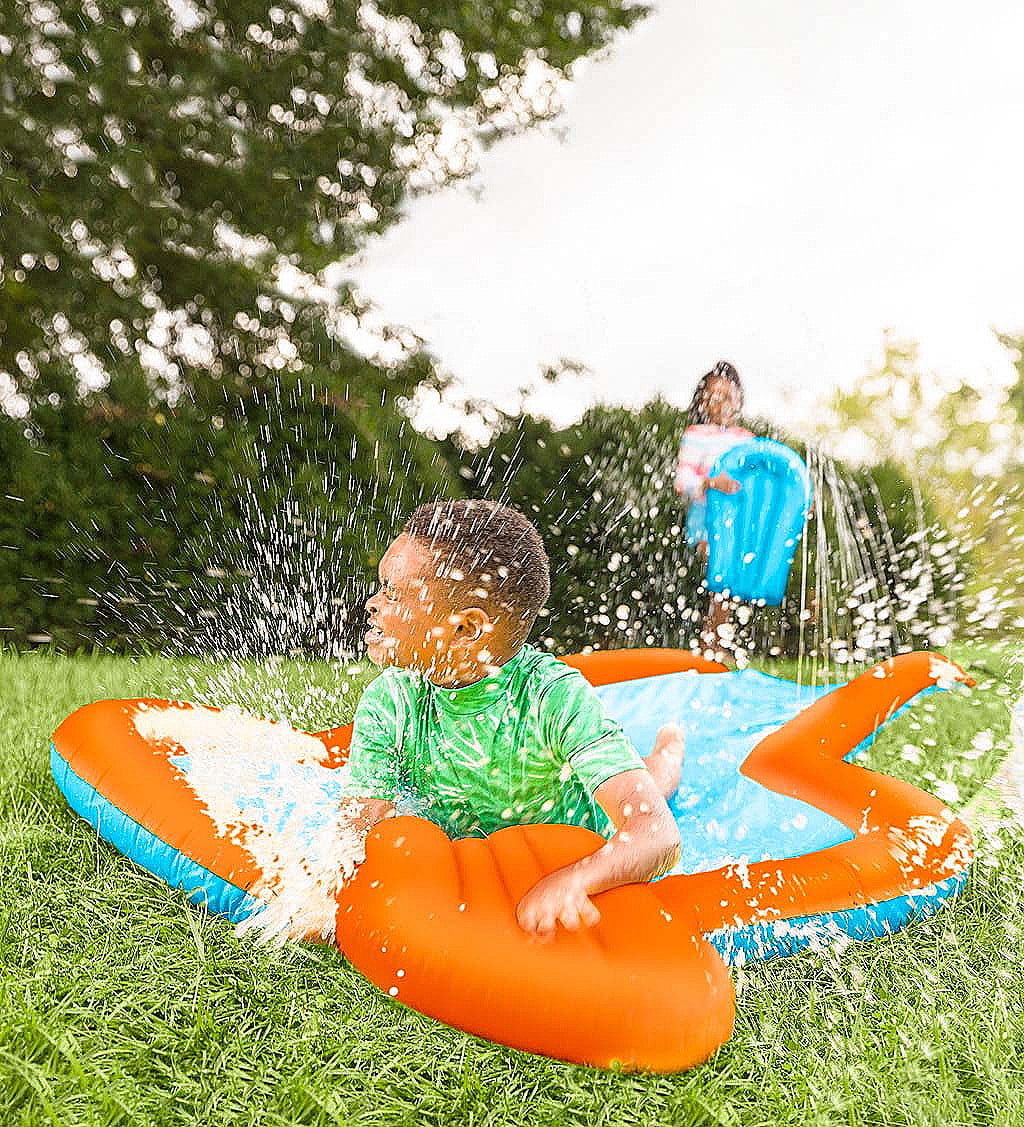 HearthSong 12-Foot Inflatable Water Slide with 3-Foot Wide Splash Pool and Two Inflatable Speed Boards