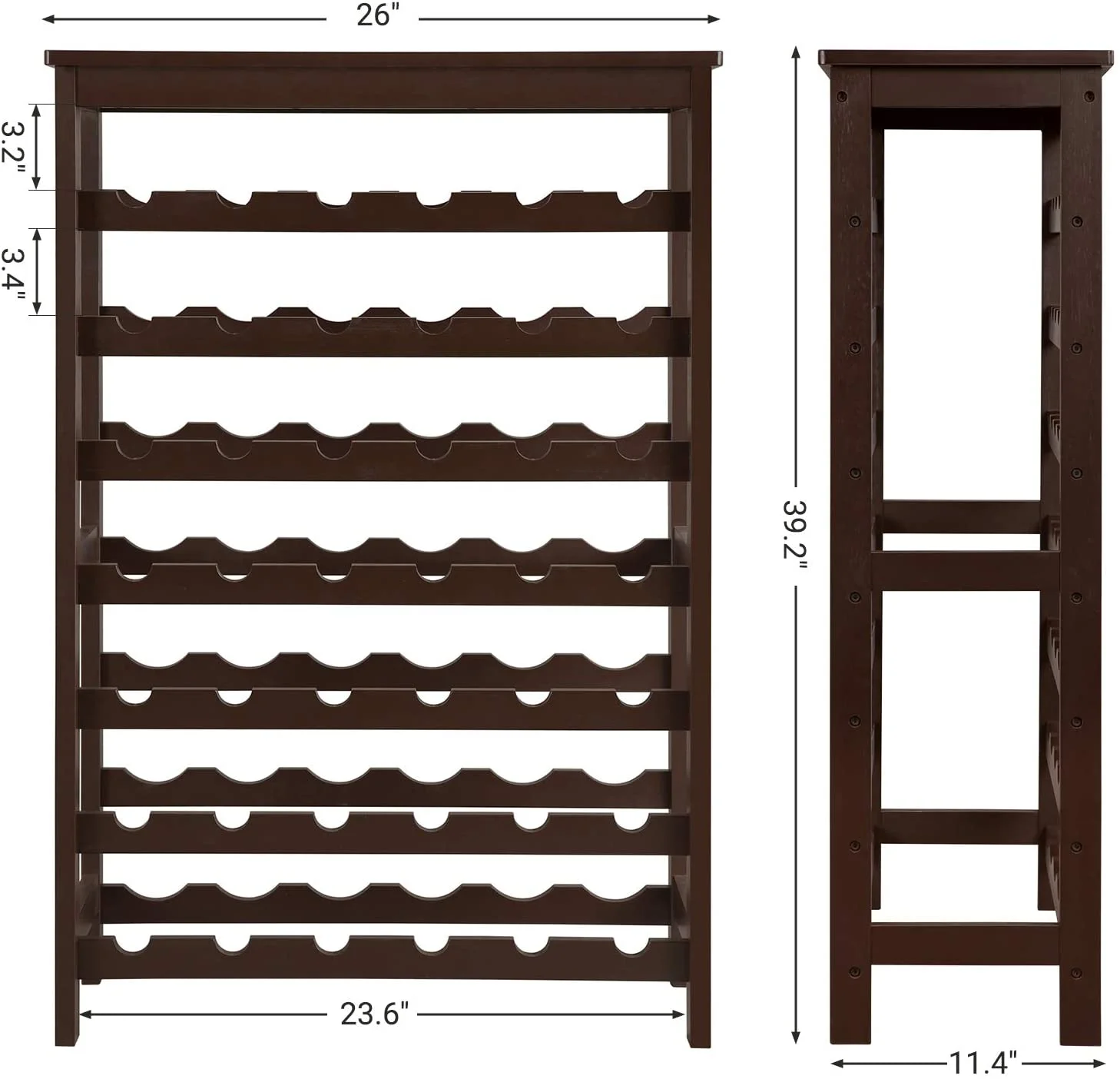 SONGMICS 42-Bottle Wine Rack Free Standing Floor Walnut