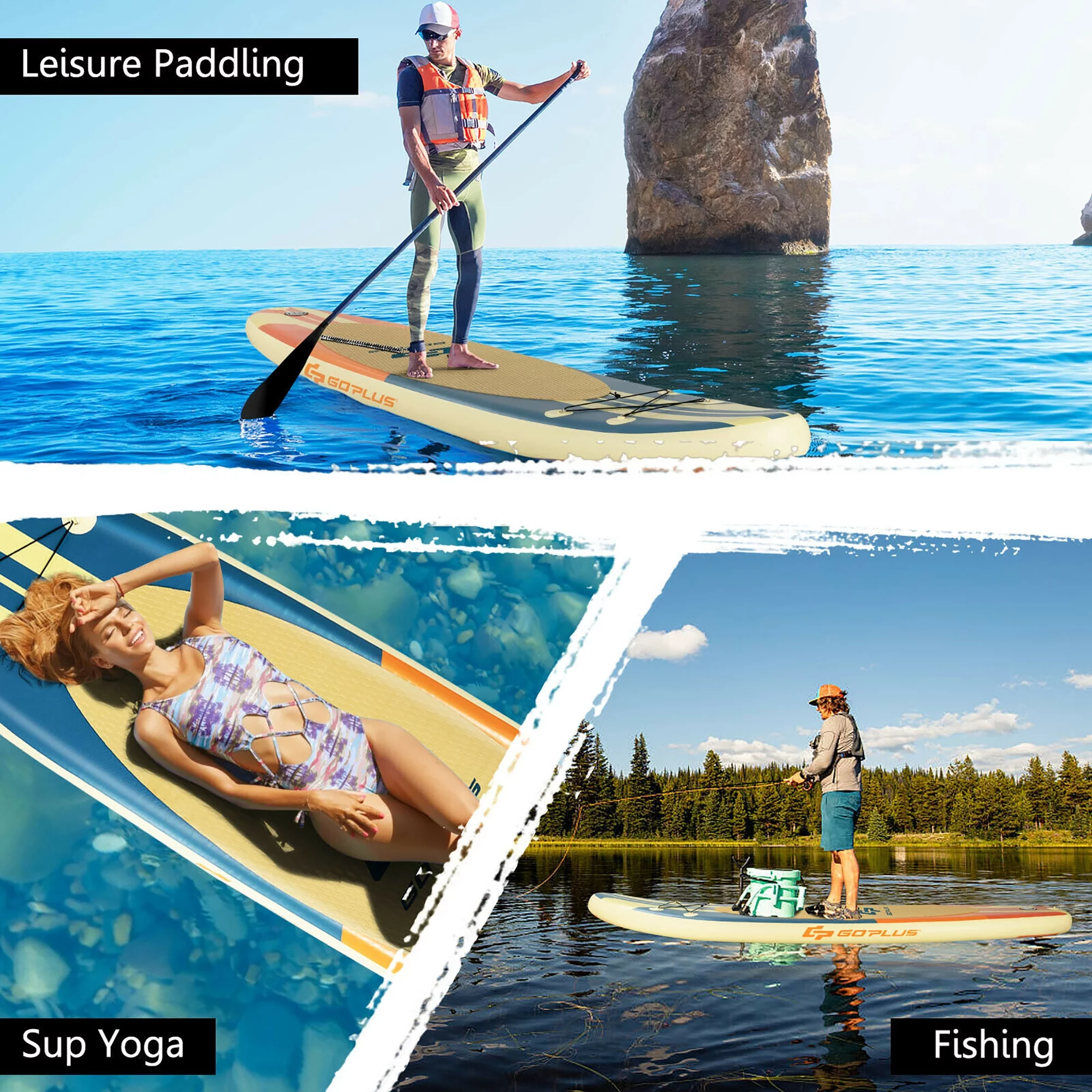 Goplus 10.5ft Inflatable Stand Up Paddle Board Surfboard with Bag Aluminum Paddle Pump