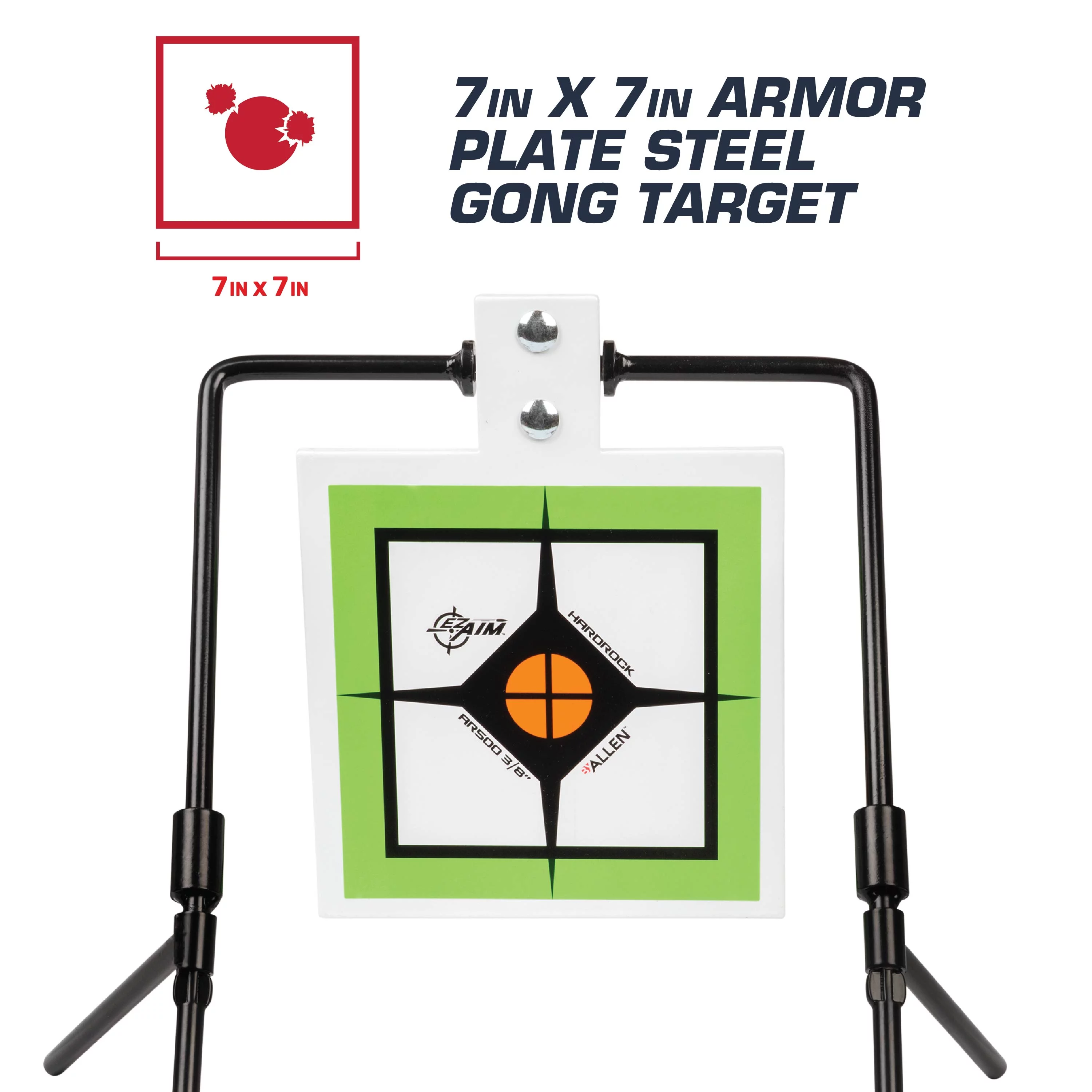 Hardrock Ar500 7″ Square Shooting Practice Shooting Target Steel Plate with Stand, Model 8880A