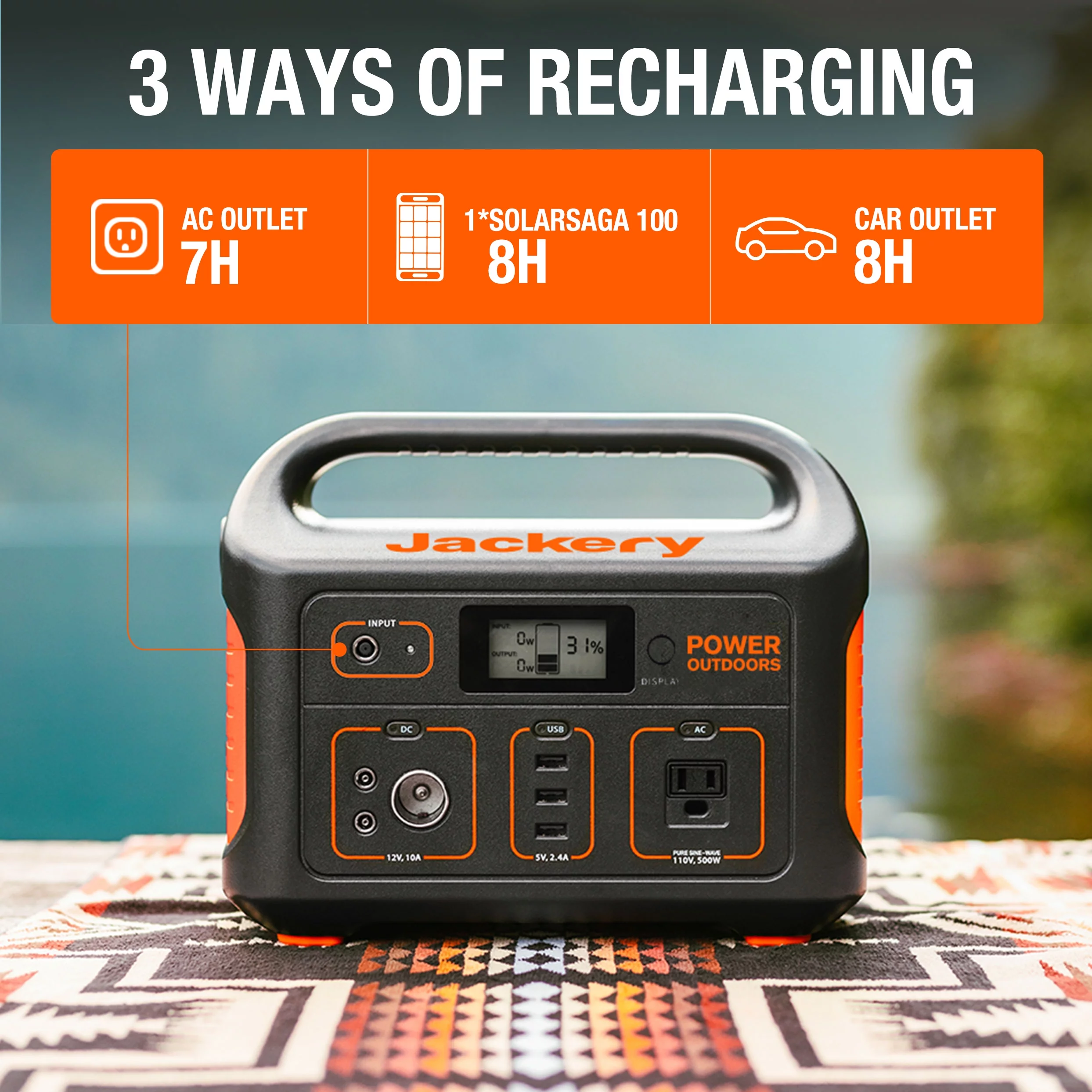 Jackery Explorer 550 Portable Power Station 500 Watts for Outdoors & Home