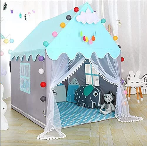 Evjurcn Indoor/Outdoor Fairy Princess Castle Tent, Pink Kids Large Playhouse Tent Kids Play Tent Princess Castle Pink Play Tent House