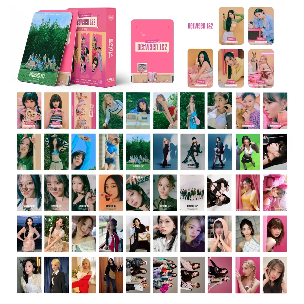 55Pcs TWICE LOMO Cards TWICE BETWEEN1 & 2 Album Photo Poster MINI TWICE Album For Fans KPOP TWICE Merch TWICE 2023 Photo Album KPOP Merch For Fans TWICE MINI Poster