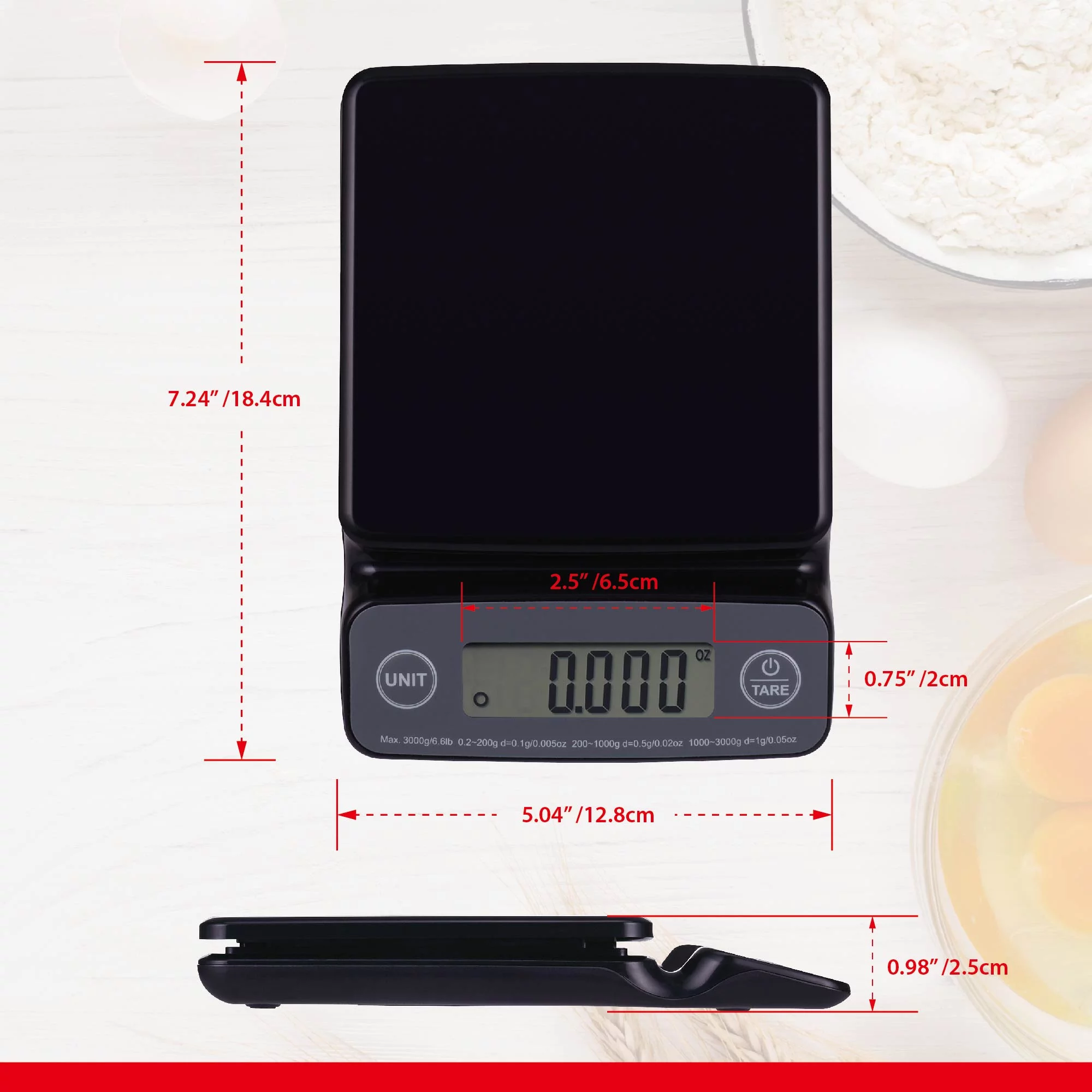 Mainstays High Precision Digital Kitchen Scale, Black