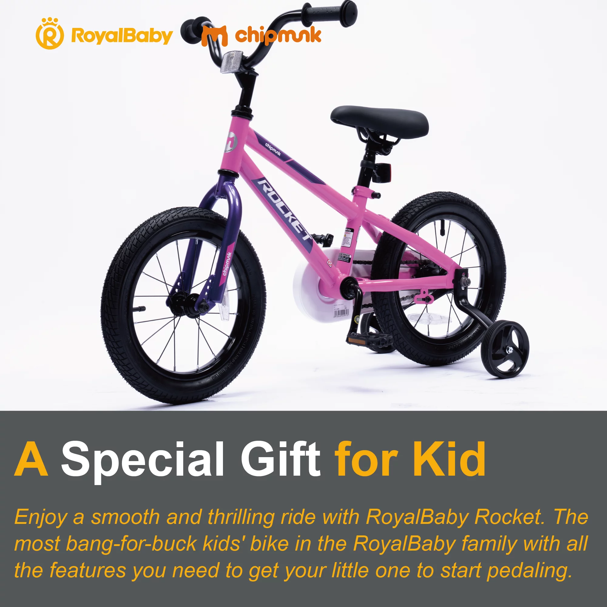 Royalbaby Rocket Kids Bike 12 14 16 18 Inch Bicycle for Boys Girls Ages 3-10 Years, Multiple Color Options