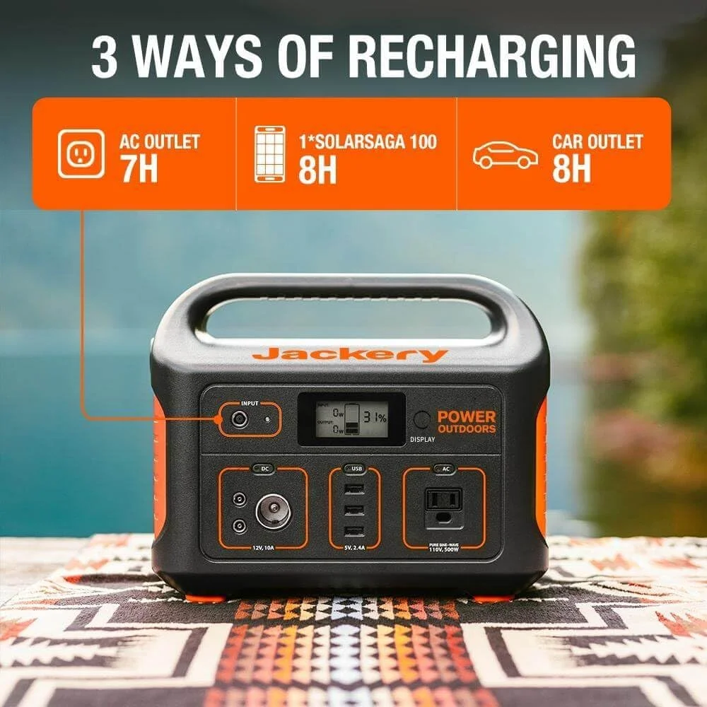 Restored Jackery Portable Power Station Explorer 550, 550 Wh Lithium-ion Battery, 500W Output, Solar Generator for Outdoors Camping Travel