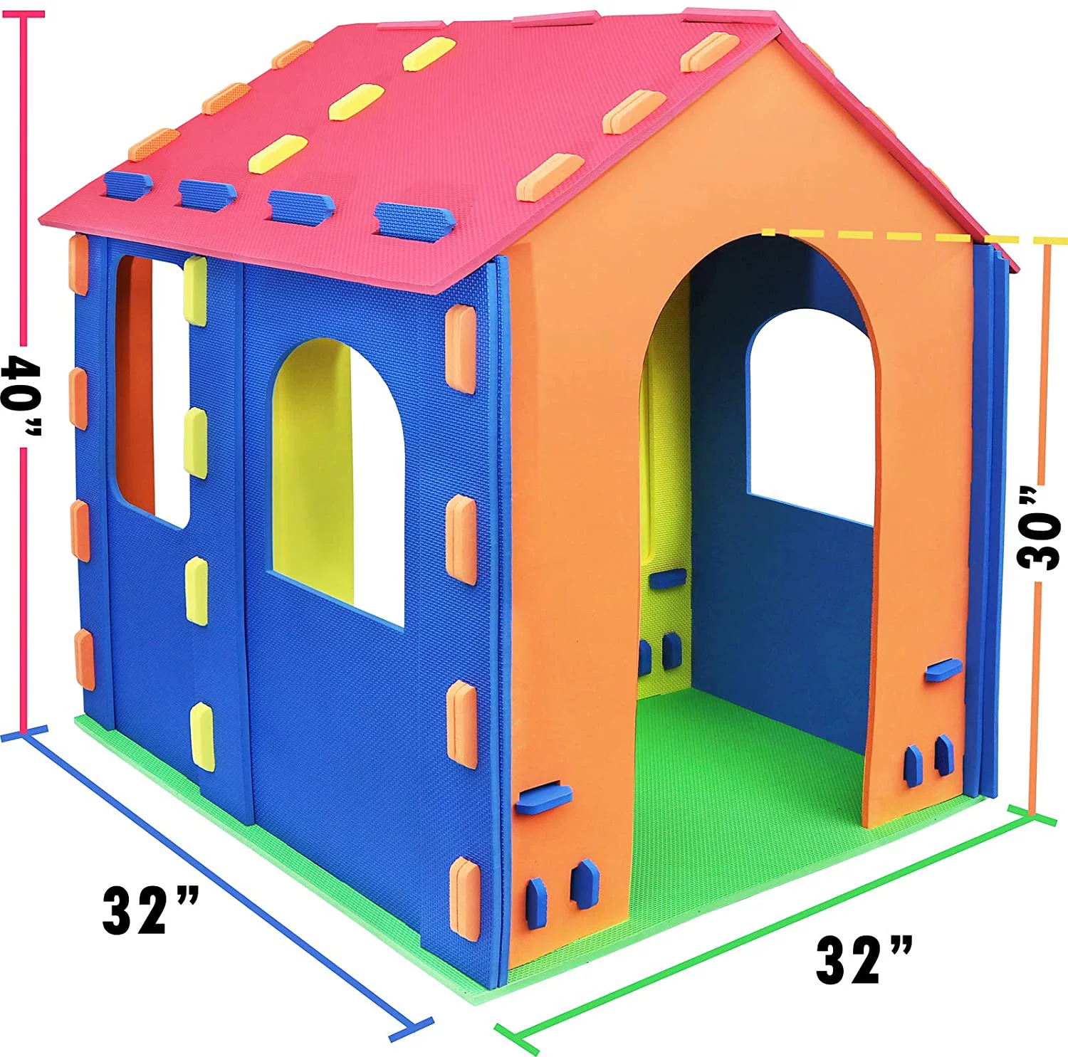 Click N’ Play Giant Kids Foam Playhouse Play Tent for Boy and Girls Indoor and Outdoor, Interlocking Eva Foam Tiles.