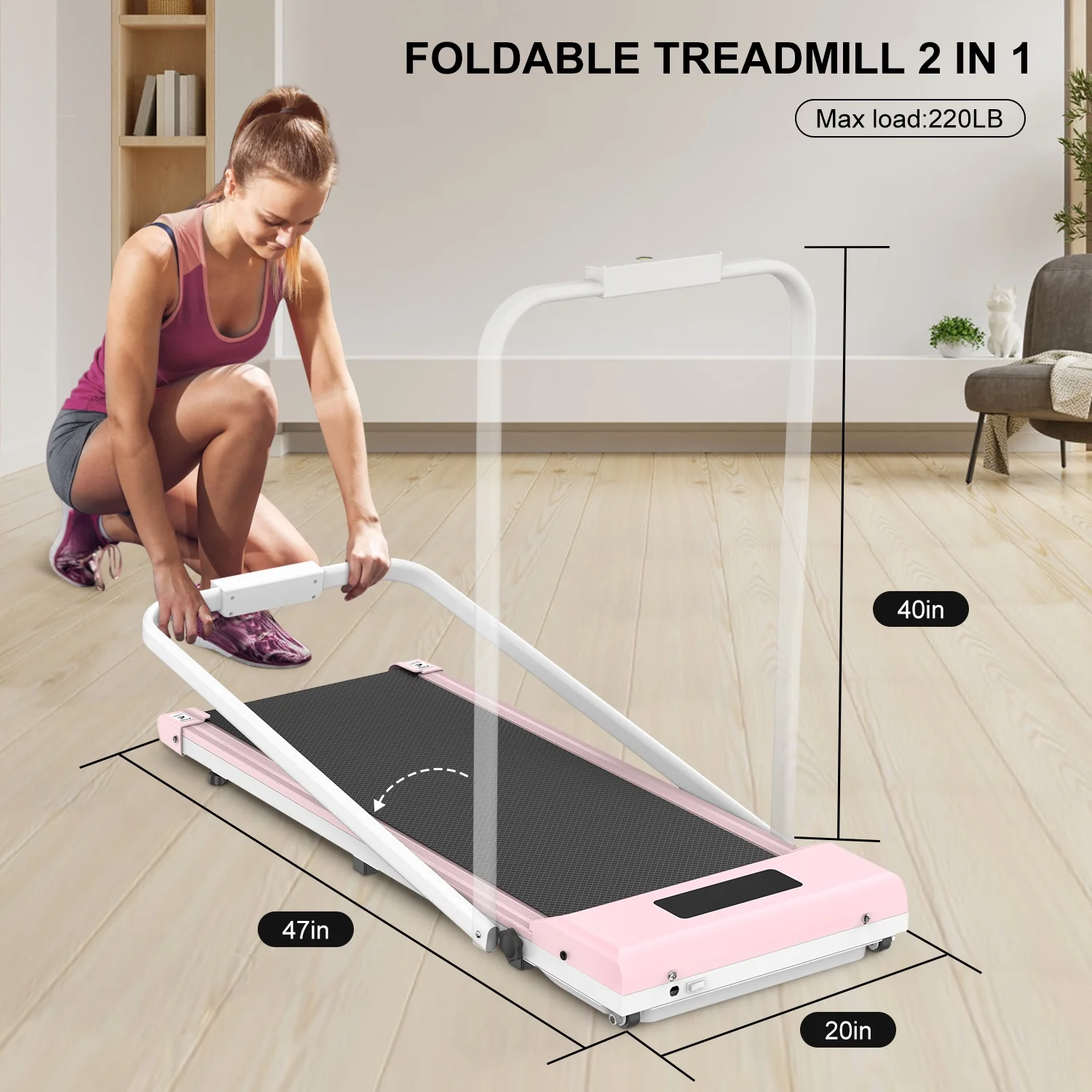 Home Fitness Code Treadmills for Home, Ultra Slim Under Desk Treadmill for Home/Office, No Assembly Required, Black