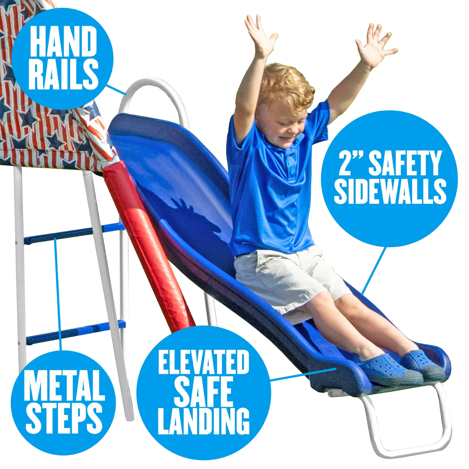 XDP Recreation Freedom Fun Metal Swing Set with Super Disc Saucer Swing, Swing, See-Saw, Slide