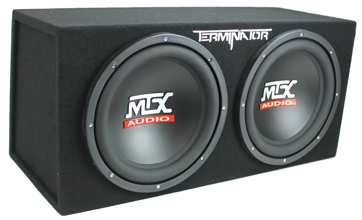 MTX TNE212D 12″ 1200W Dual Loaded Car Subwoofers + Box + Planet 1500W Amp + Kit