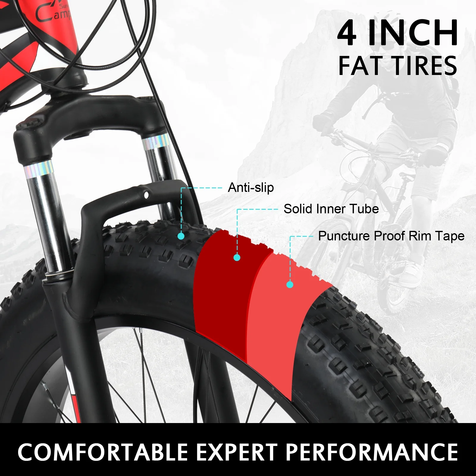 Ktaxon 26in Fat Tire Mountain Bike, 21 Speeds Shimano Drivetrain, High Carbon Steel, Red Black