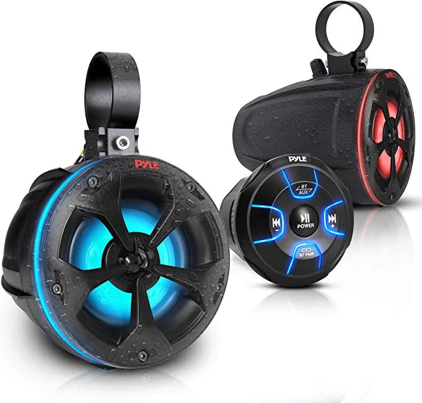 Pyle 2-Way Waterproof Off Road Speakers 4″ 800W Passive Marine Grade Wakeboard Tower RGB Speakers