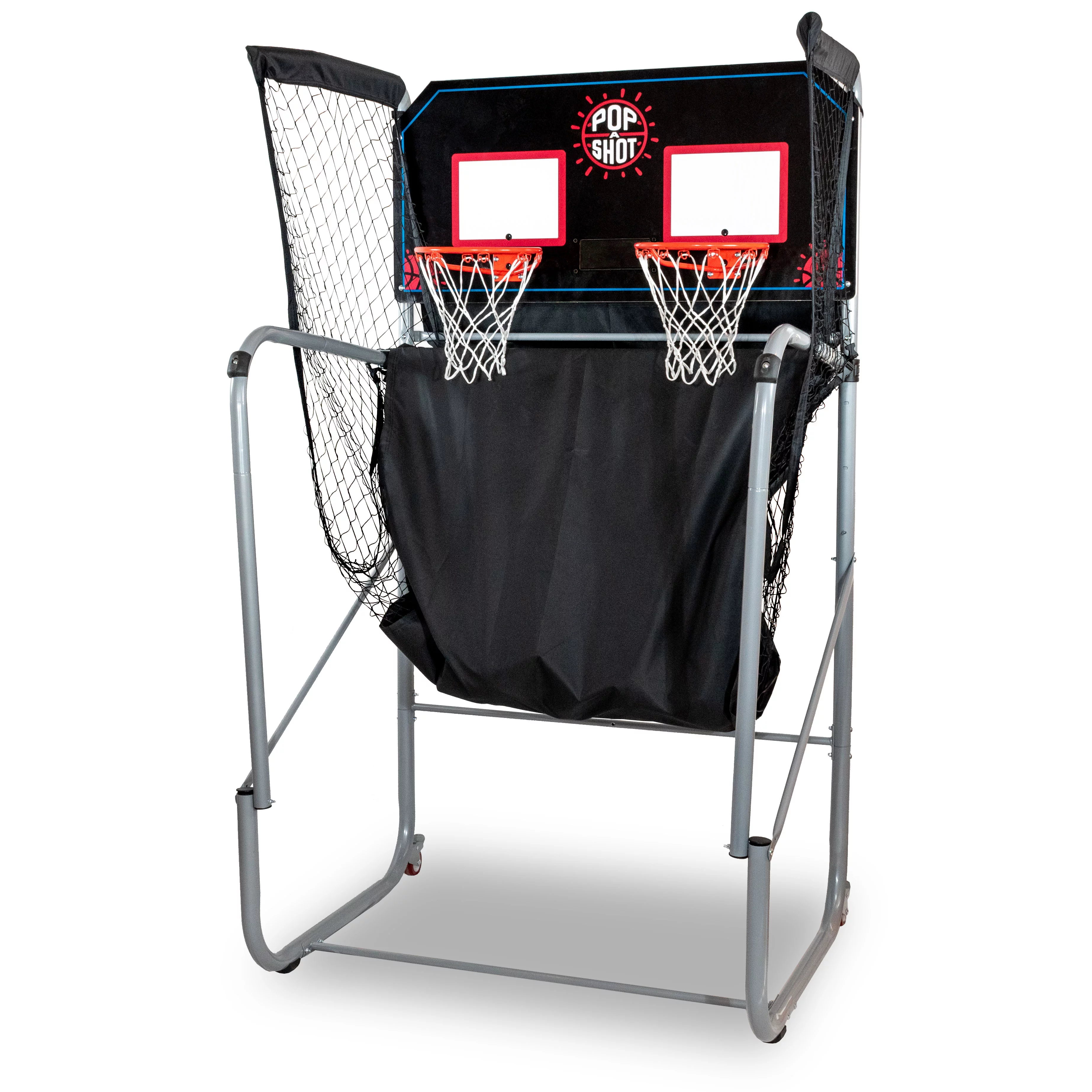 Pop-A-Shot Official Home Dual Shot Basketball Arcade Game – Black – Foldable Ramp – Adjustable Height – 7 Basketballs – 16 Game Modes