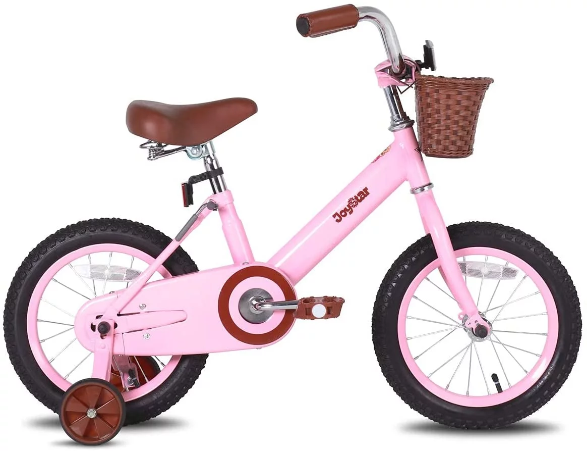 JOYSTAR Vintage 12 & 14 & 16 Inch Kids Bike with Basket & Training Wheels,20 Inch Kids Bike with Kickstand for 2-14 Years Old Girls & Boys (Green, Beige & Pink)