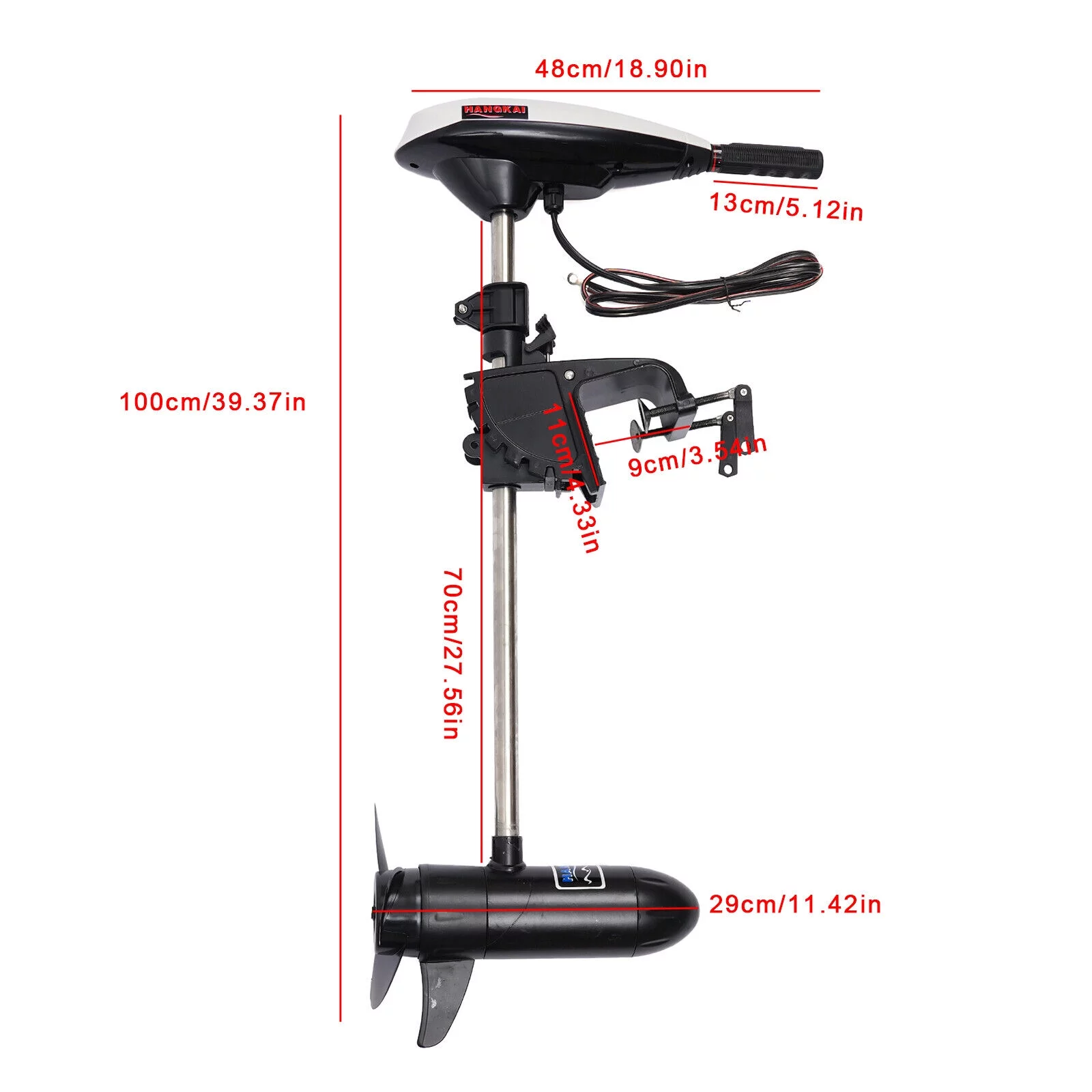 45LBS 12V Electric Trolling Outboard Motor Trolling Motor Fishing Boat Engine