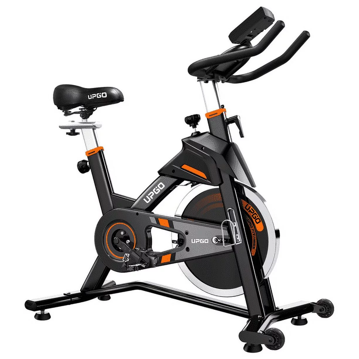 UPGO Indoor Cycling Stationary Exercise Bike for Home with 330LBS Capacity and Comfortable Seat Cushion, Silent Belt Drive, iPad Holder,