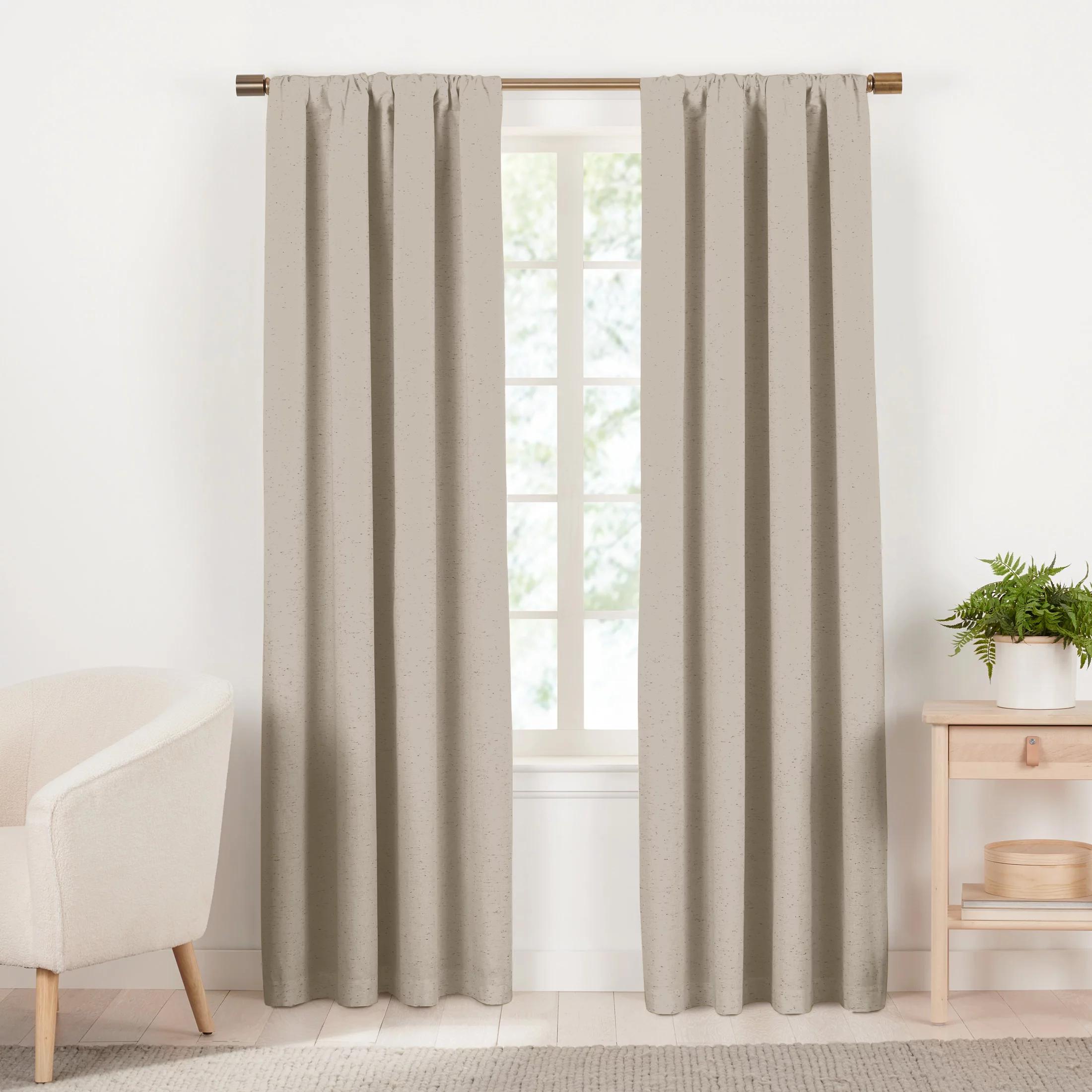 Gap Home Multi-Nep Organic Cotton Window Light Filtering Curtain Pair White 84