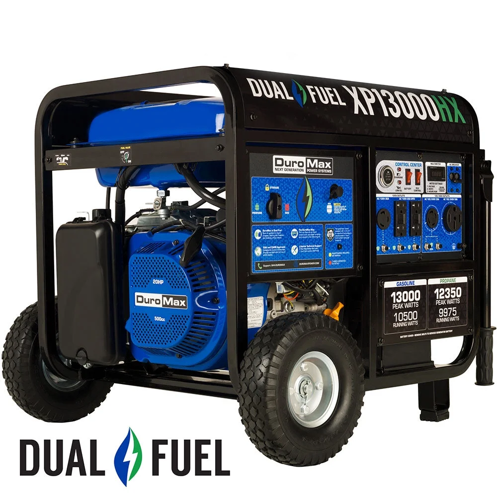 DuroMax XP13000HX 13,000 Watt Portable Dual Fuel Gas Propane CO Alert Generator