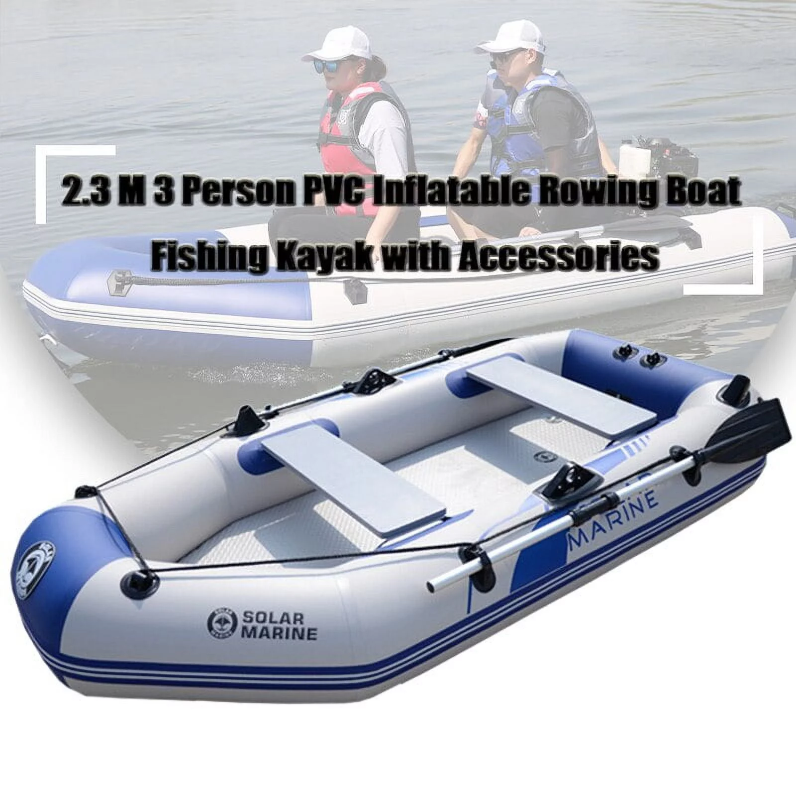 2.3m 0.7MM PVC inflatable rowing boats for 2-3 person fishing tools laminated wear resistant with oars and pump