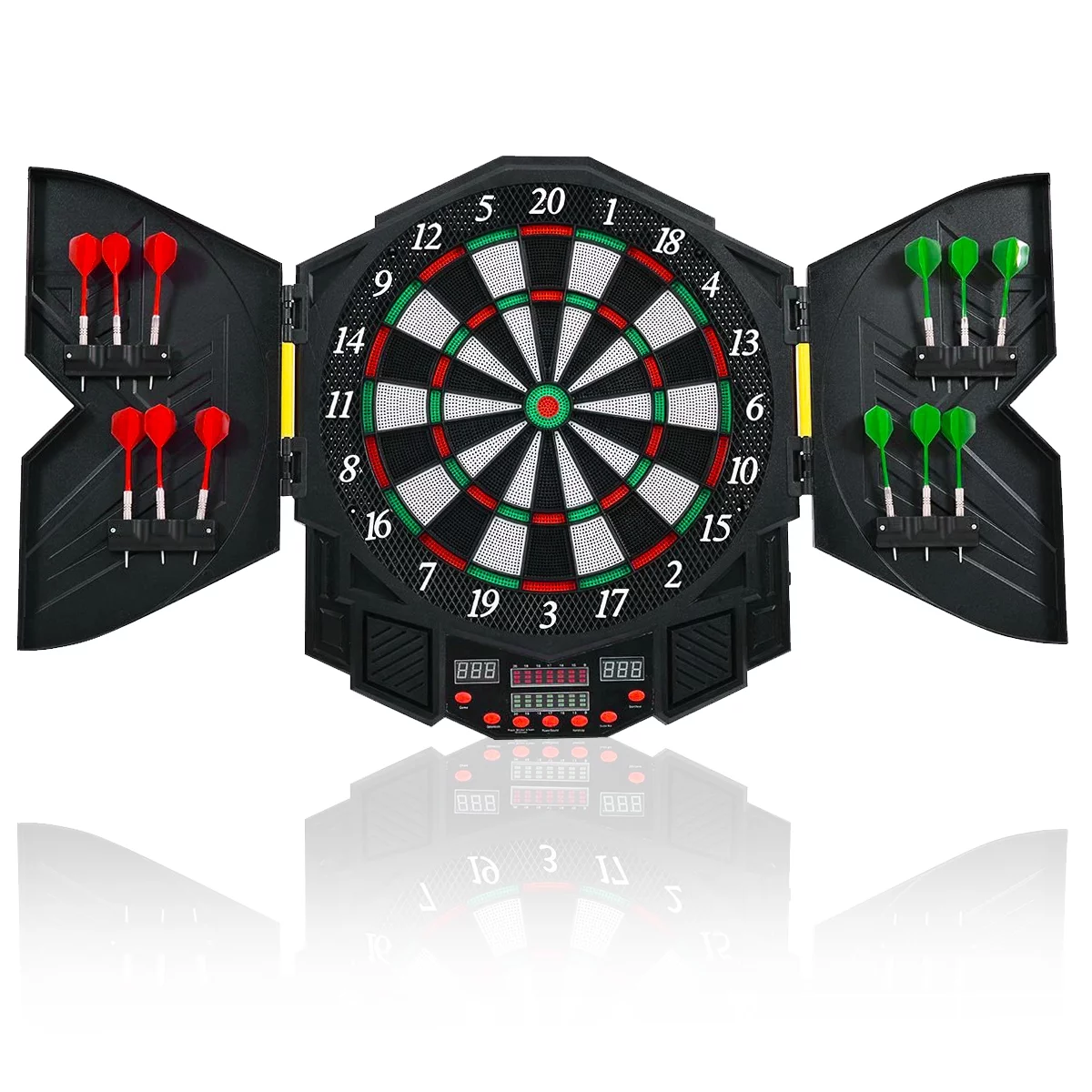 Costway Professional Electronic Dartboard Cabinet Set w/ 12 Darts Game Room LED Display