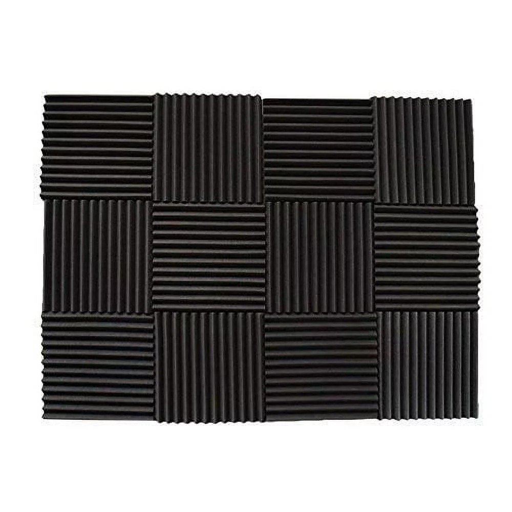 12 Pack Acoustic Panels Studio Soundproofing Foam Wedges Wall Foam Tiles Sound Proof Sound Insulation Absorbing 12″ X 12″ X 1″