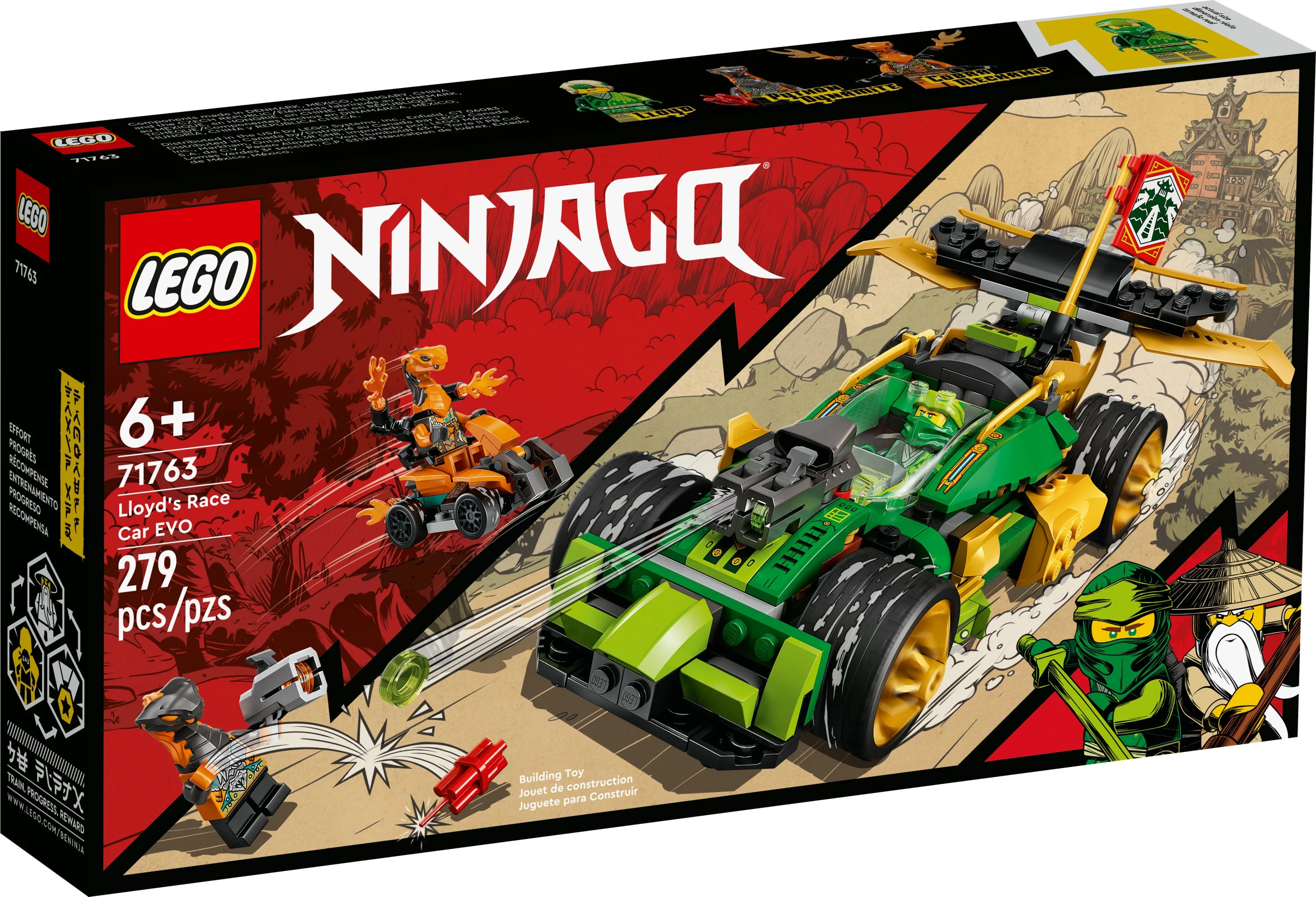 LEGO NINJAGO Lloyd’s Race Car EVO 71763 Race Car Toys for Kids 6 Plus Years Old with Quad Bike, Collectible Set for Build and Play Including Cobra & Python Snake Figures